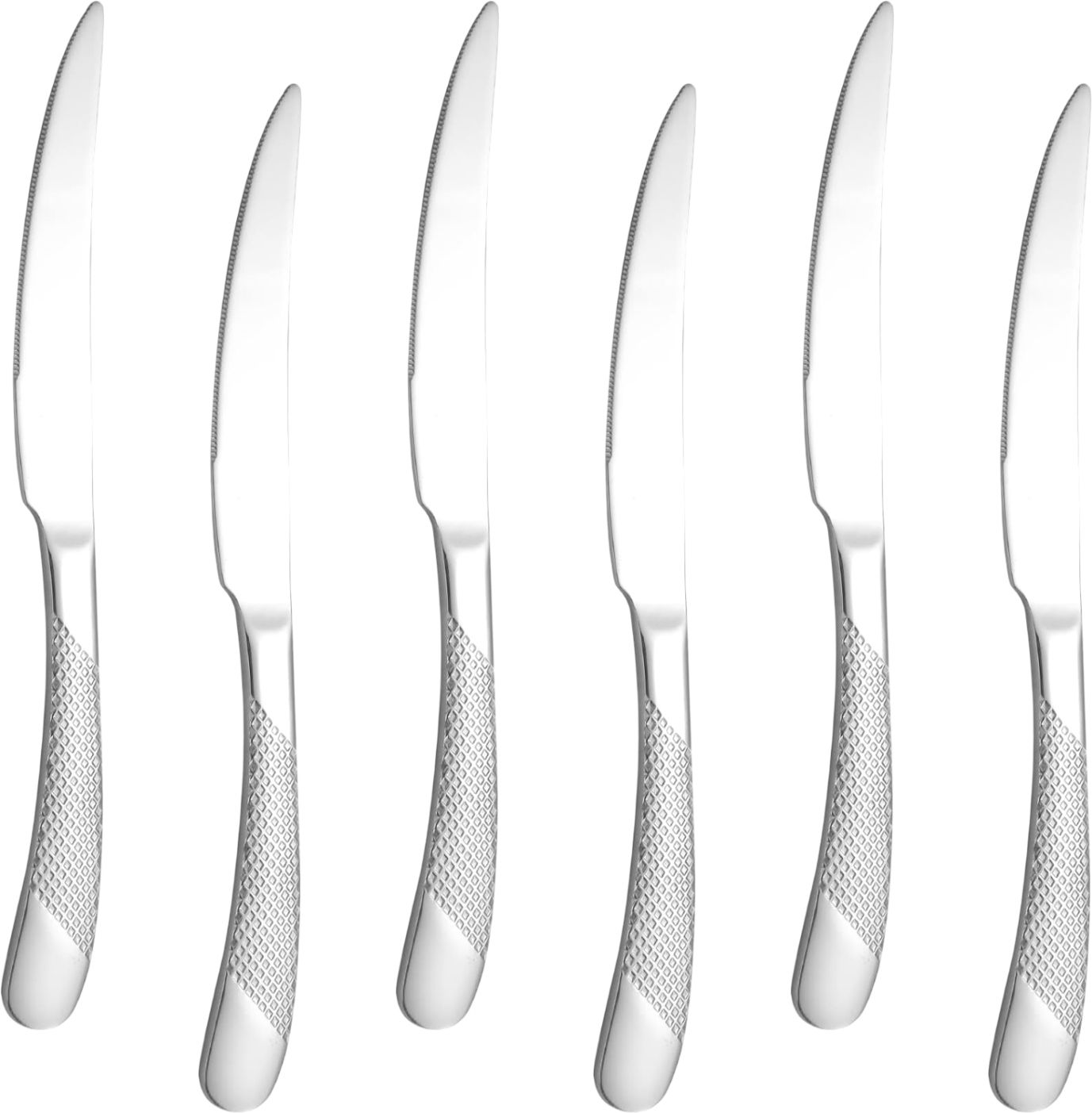 Silver Hammered Dinner Knives, Breakfast Table Knives, Spreader Knife for Butter Stainless Steel Steak Knife Set-image-46
