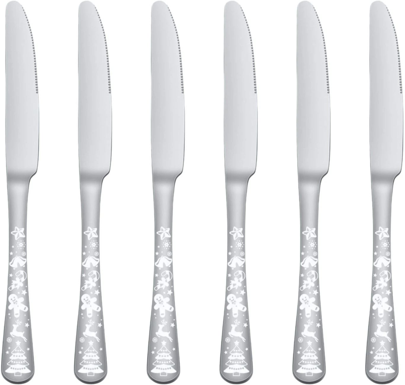 Silver Dinner Knives, Butter Spreader Knife, Kitchen Condiment Spreader Knives Stainless Steel Steak Knife Set-image-30