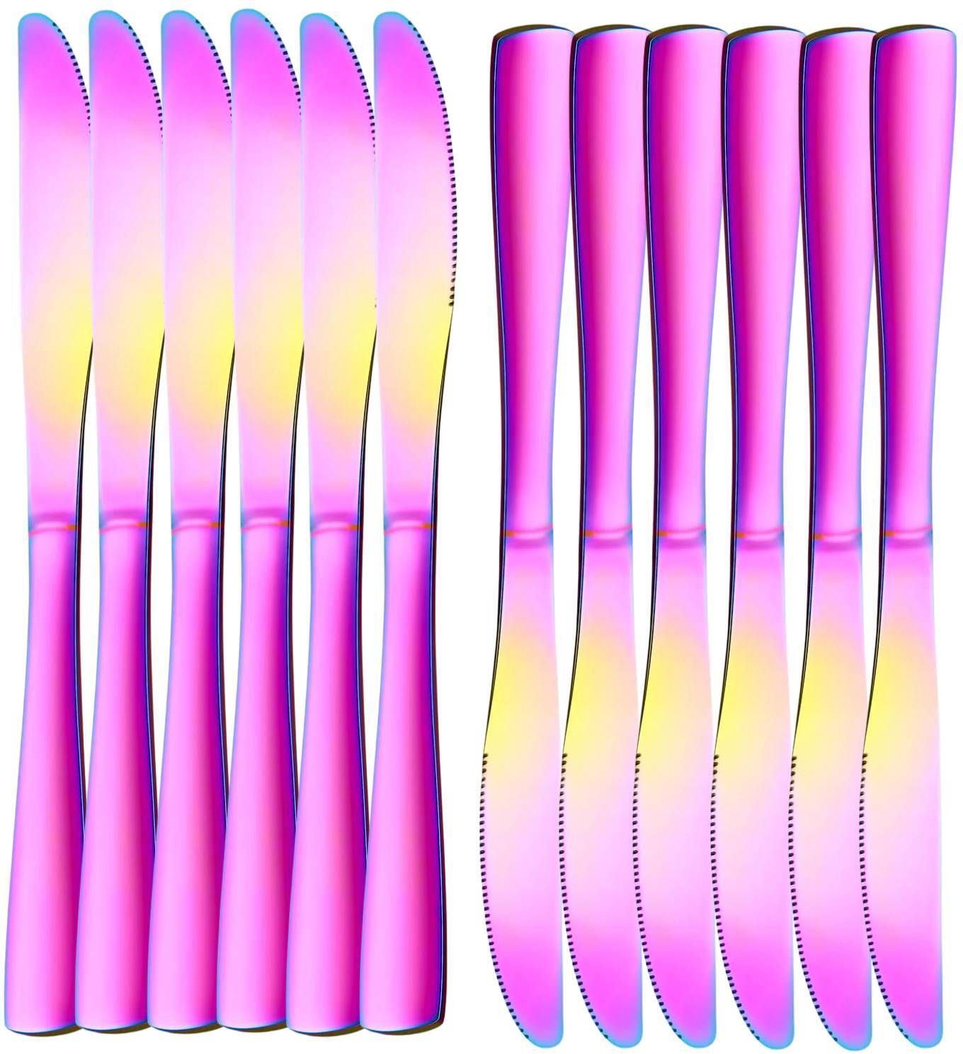 oicia Rainbow Dinner Knives, Cutlery Knife, Butter Spreader Knives, Cutlery Knives Stainless Steel Table Knife Set-picture-32