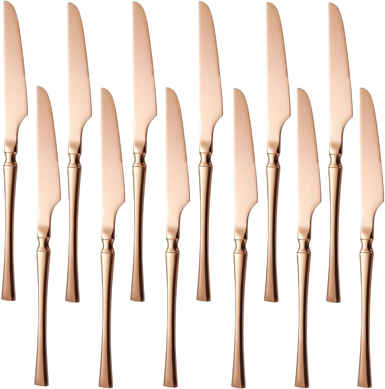 Rose-Gold Butter Spreader Knife, Sturdy Table Knives, Knives Set for Steak Meat Stainless Steel Steak Knife Set-image-9