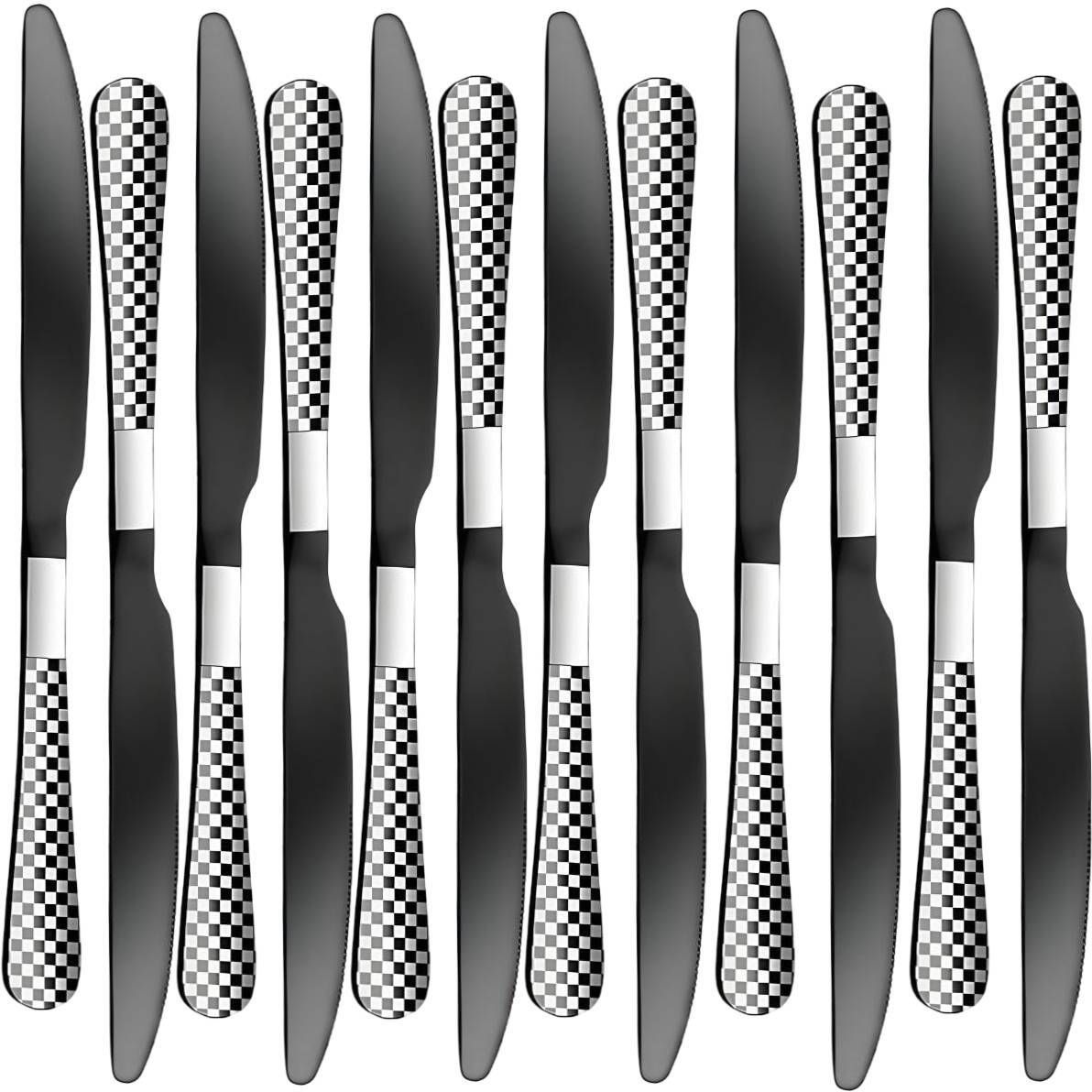 oicia Black Butter Spreader for Kitchen, 9" Dinner Knife, Breakfast Bread Butter Knife Stainless Steel Steak Knife Set-picture-14