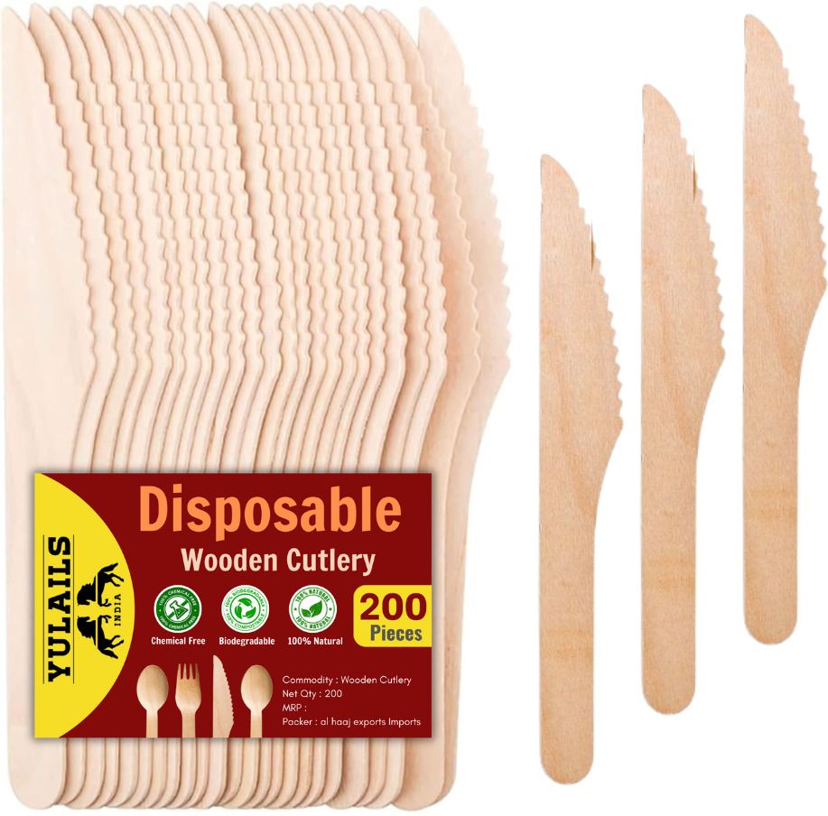 Use and Throw 6.2 inch Knife | Disposable Wooden Table Knife Set-image-4
