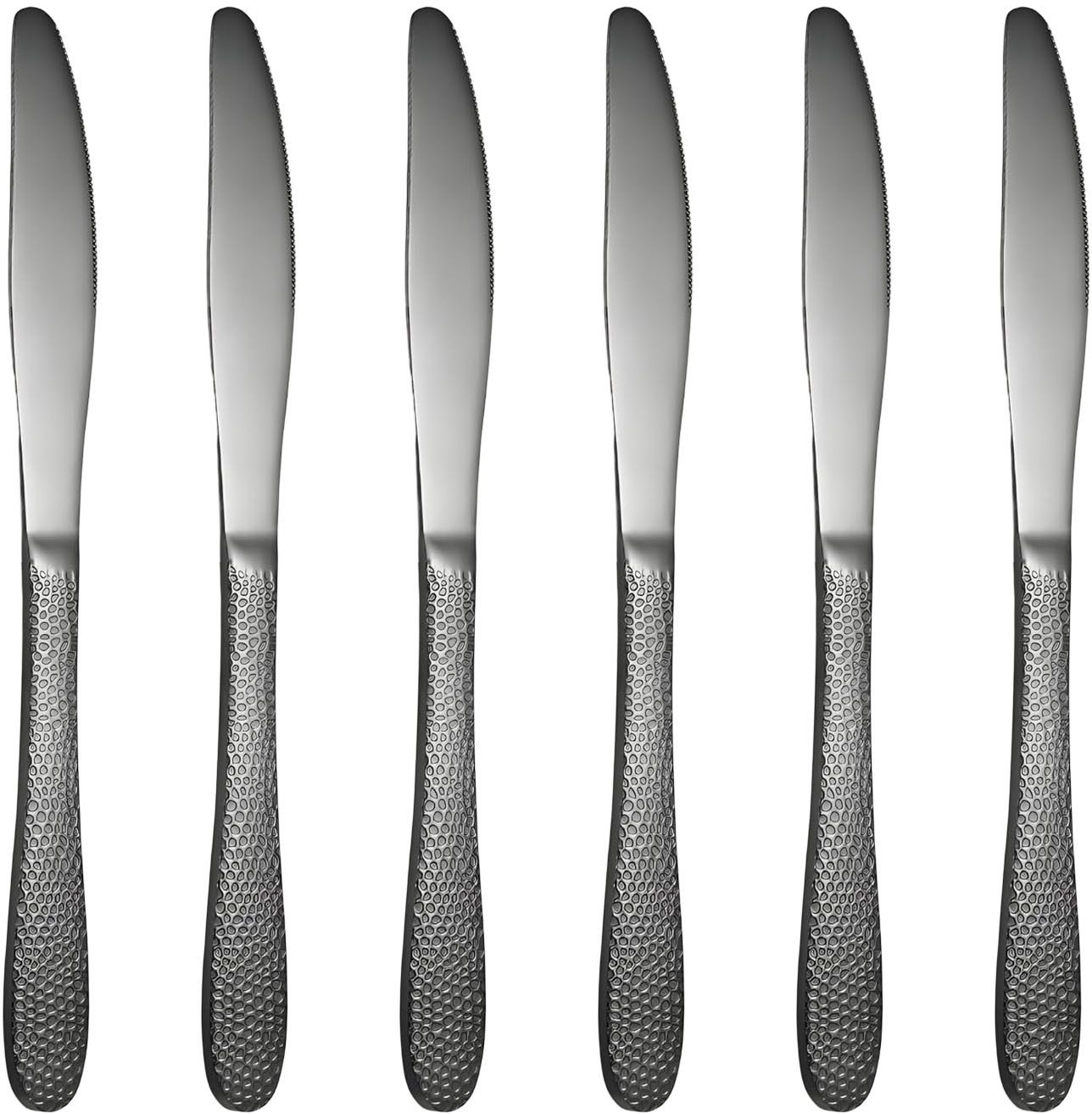 oicia Black Hammered Dinner Knife, Food Knife for Meat, Butter Spreader for Kitchen Stainless Steel Steak Knife Set-picture-37
