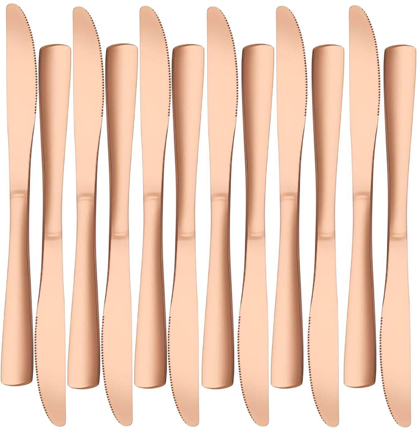 oicia Rose-Gold Dinner Knives, Serrated Edge Butter Spreader Knife, Cutlery Knife Set Stainless Steel Steak Knife Set-picture-10