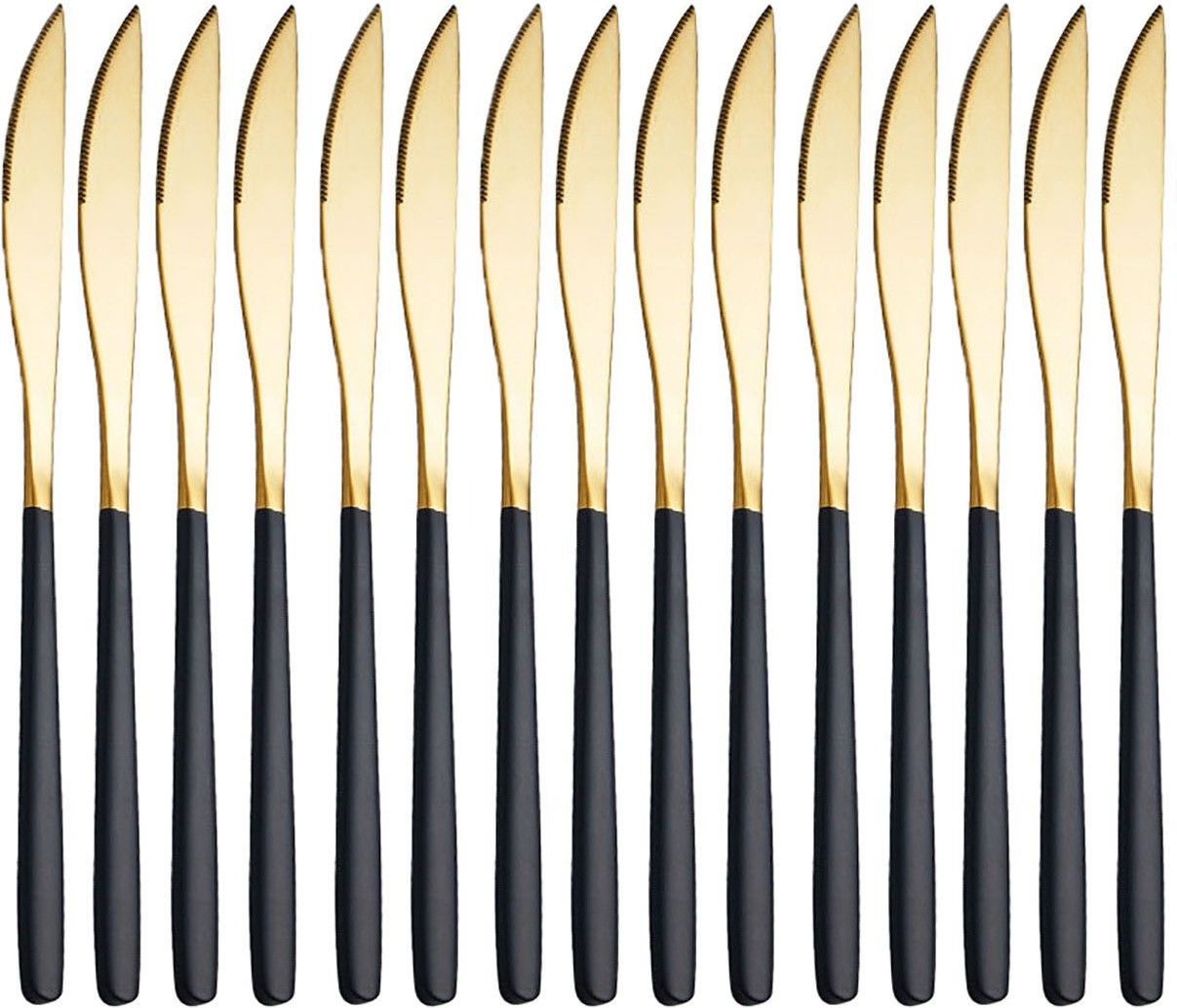 pepplo Stainless Steel Butter Knife Spreader Dinner Knives Set (Set of 15,Black) Stainless Steel Butter Spreader Set-picture-45