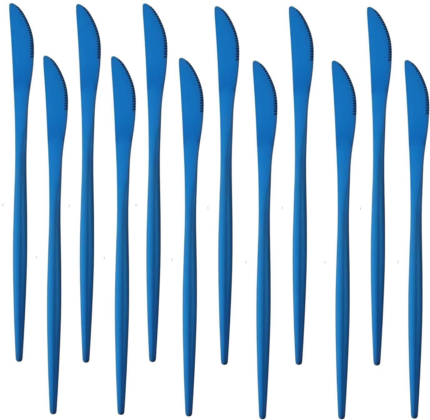 Blue Dining Knives, Cheese and Butter Knife, Tabletop Butter Knife, Food Knives Stainless Steel Steak Knife Set-image-33