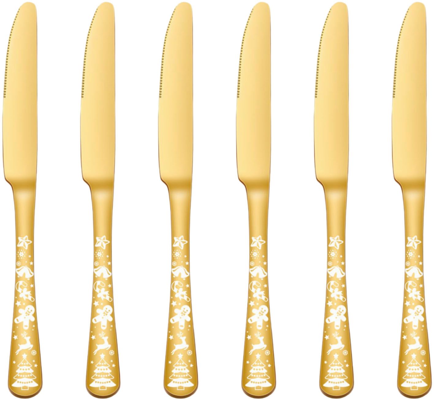 Gold Dinner Knives, 9-Inch Butter Spreader Knives, Table Knives, food knives Stainless Steel Steak Knife Set-image-32