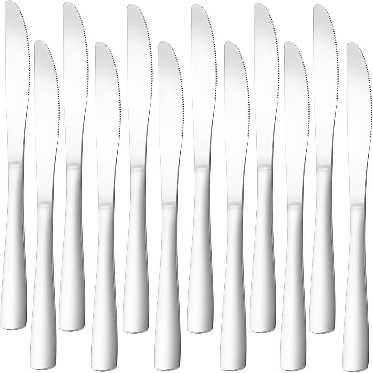 oicia Silver Jam Spreader Knife, Serrated Food Knife, Silverware Cutlery Butter Knives Stainless Steel Steak Knife Set-picture-27