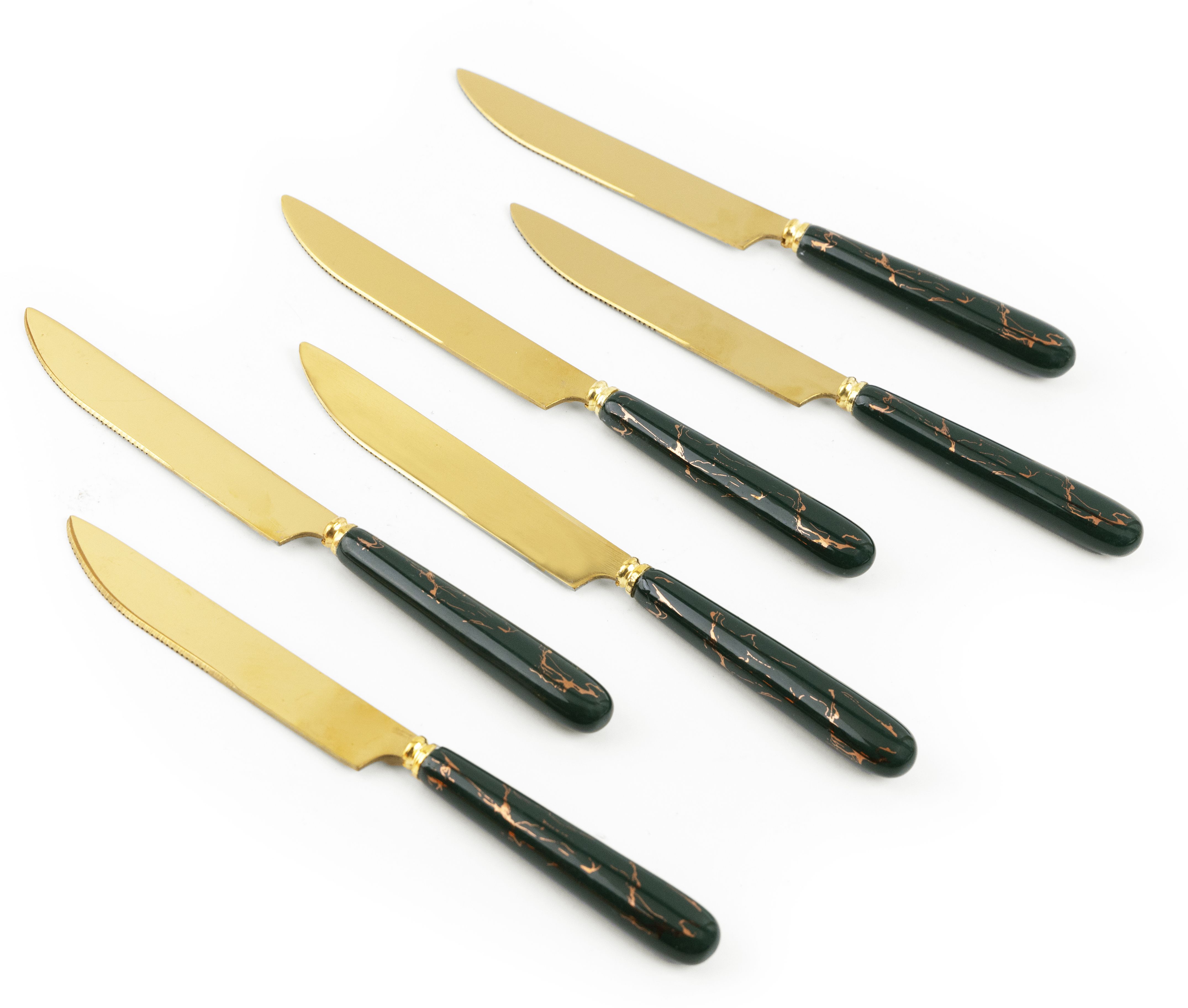 Golden Stainless Steel Knife with Green Ceramic Handle Design Butter Knife Stainless Steel, Ceramic Table Knife, Butter Spreader, Spatula Spreader Knife Set-image-15