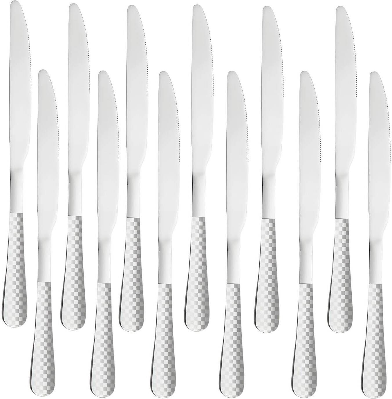 oicia Silver Large Butter knife for breakfast, Flatware Knives, Jam Spreader Knives Stainless Steel Steak Knife Set-picture-31
