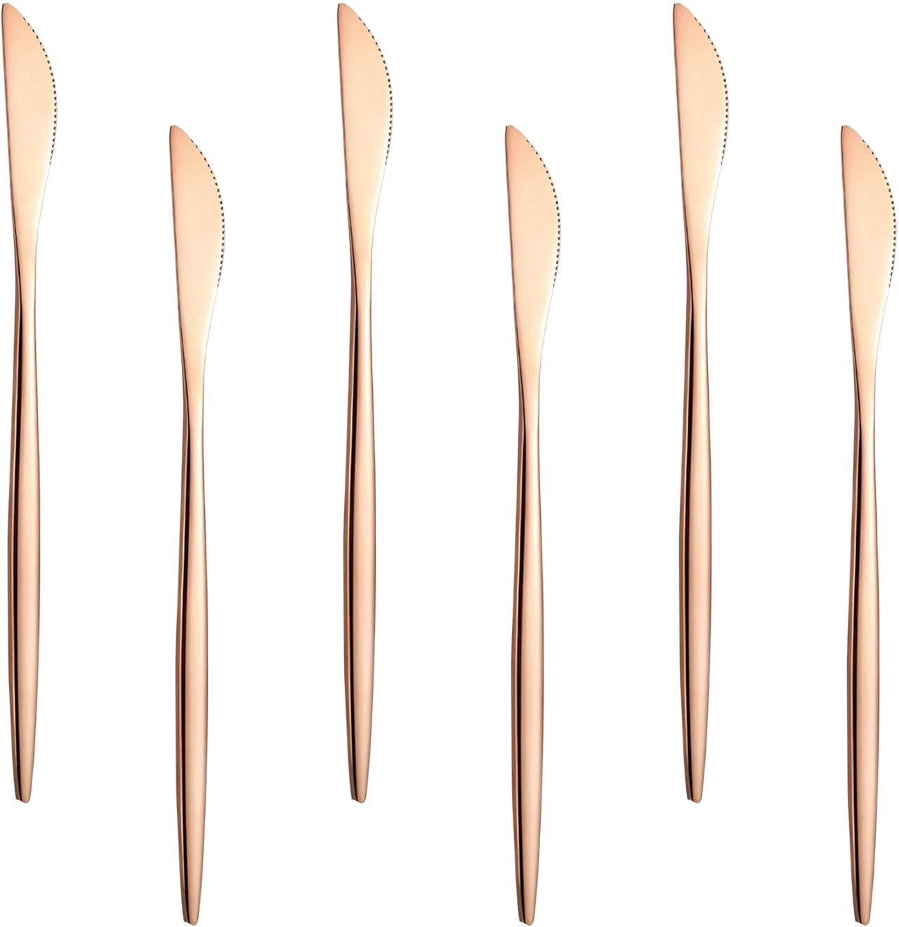 oicia Rose-Gold Dinner Knife, Butter Spreader Knife for Kitchen, Dining Table Knife Stainless Steel Steak Knife Set-picture-45