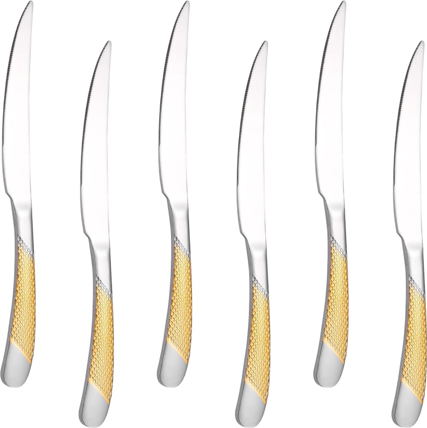 Gold-Handle Silverware Butter Knife, Food Knives for Dining Table, Dinner Knives Stainless Steel Steak Knife Set-image-40