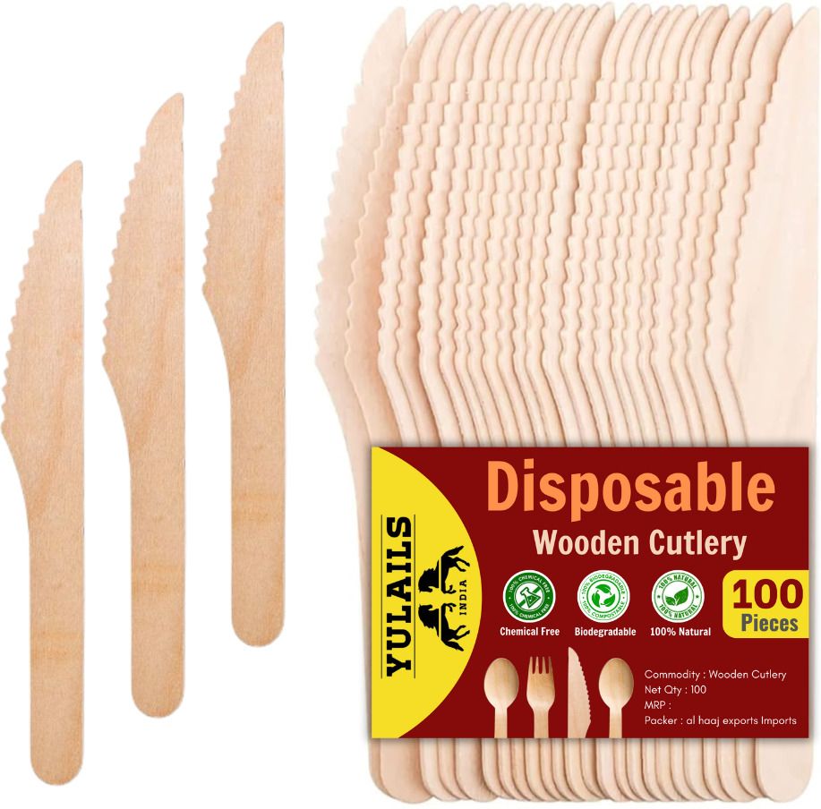 yulails Use and Throw 6.2 inch Knife | Disposable Wooden Table Knife, Bread Knife Set-picture-41