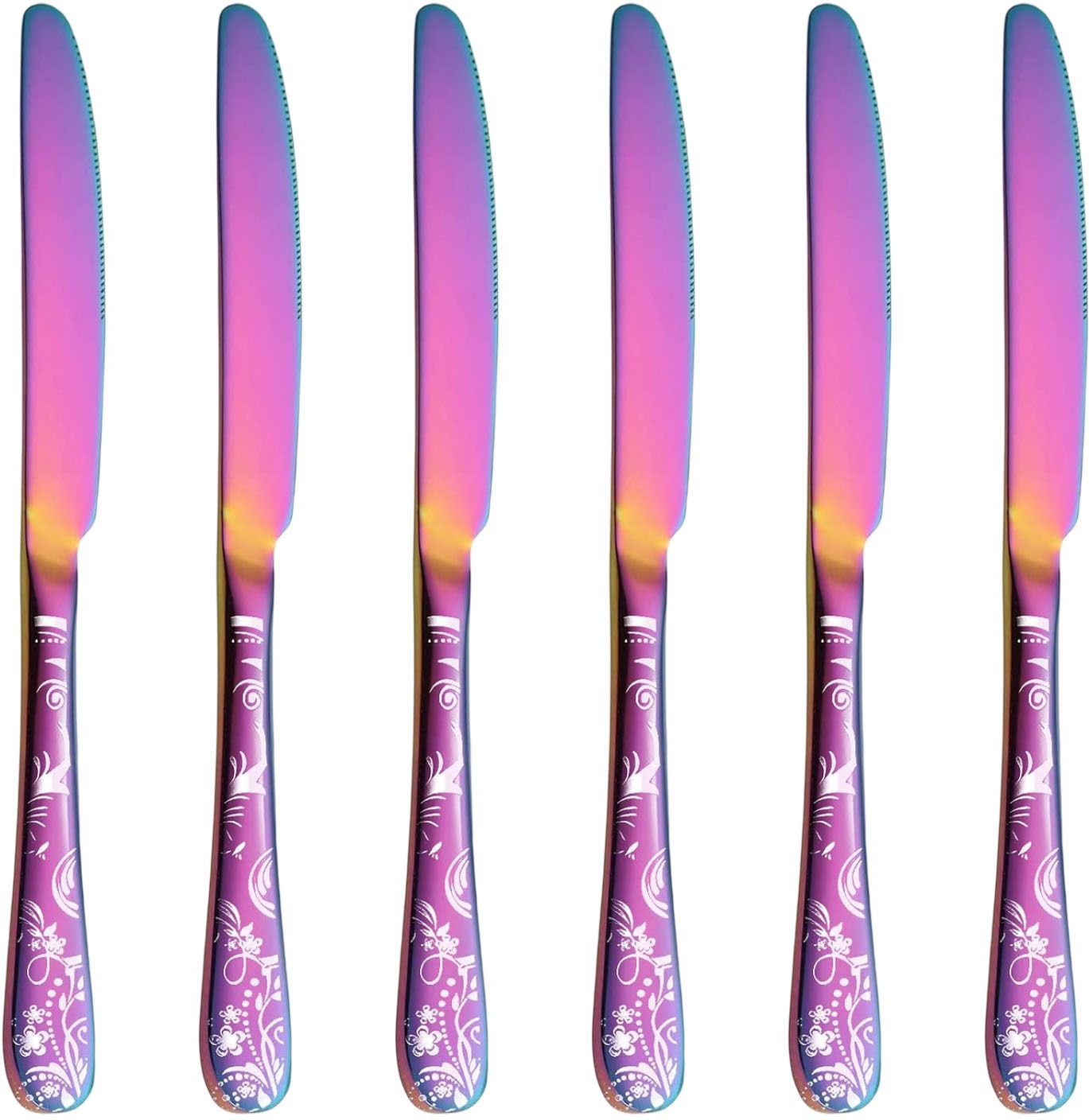 oicia Rainbow Spreader Knife Set for Kitchen, Dinner Table Knives, Knife for Breakfast Stainless Steel Steak Knife Set-picture-23