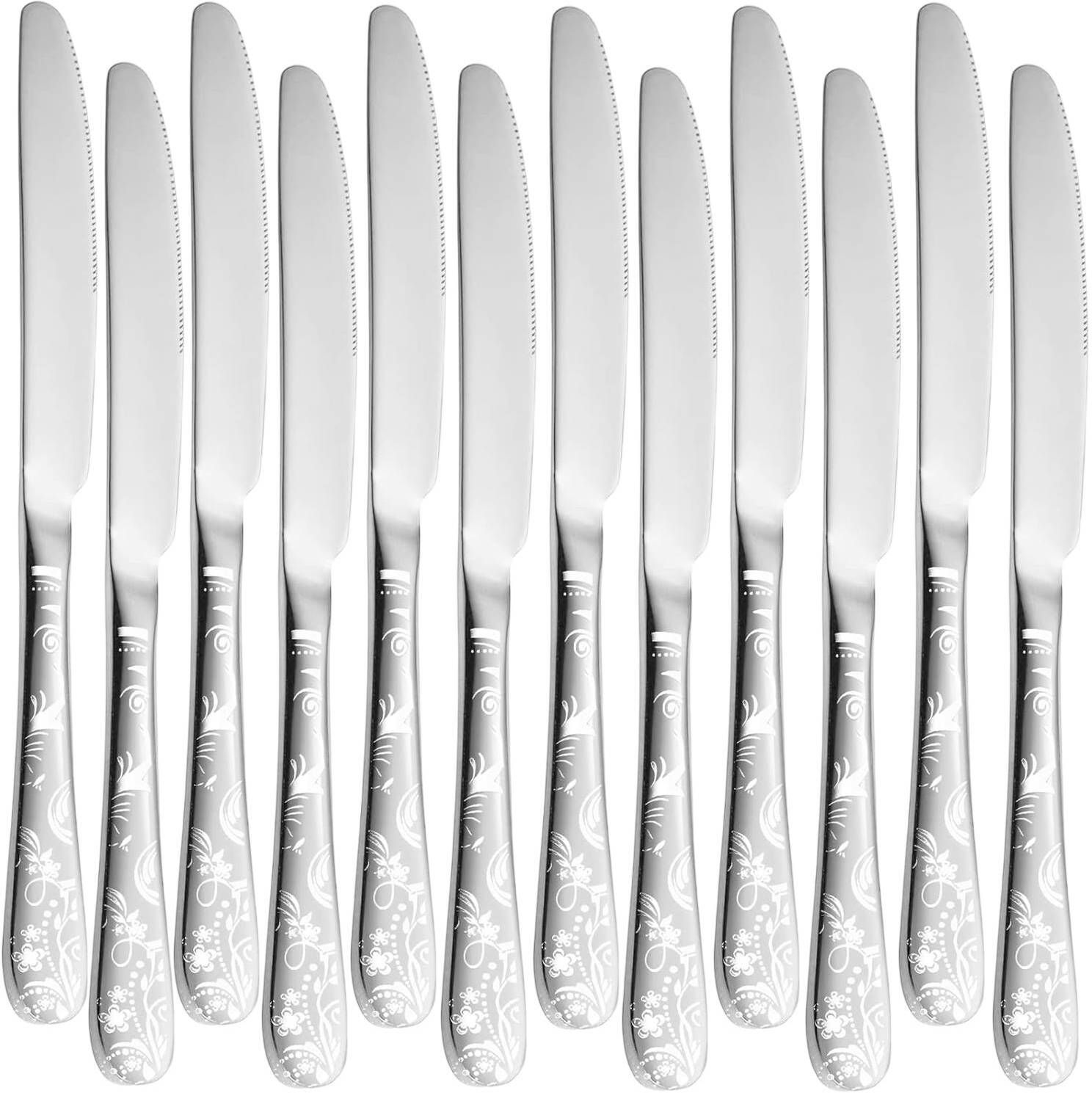 Silver Stylish Dinner Knife, Butter Spreader Knife, Table Knives for Steak Meat Stainless Steel Steak Knife Set-image-42