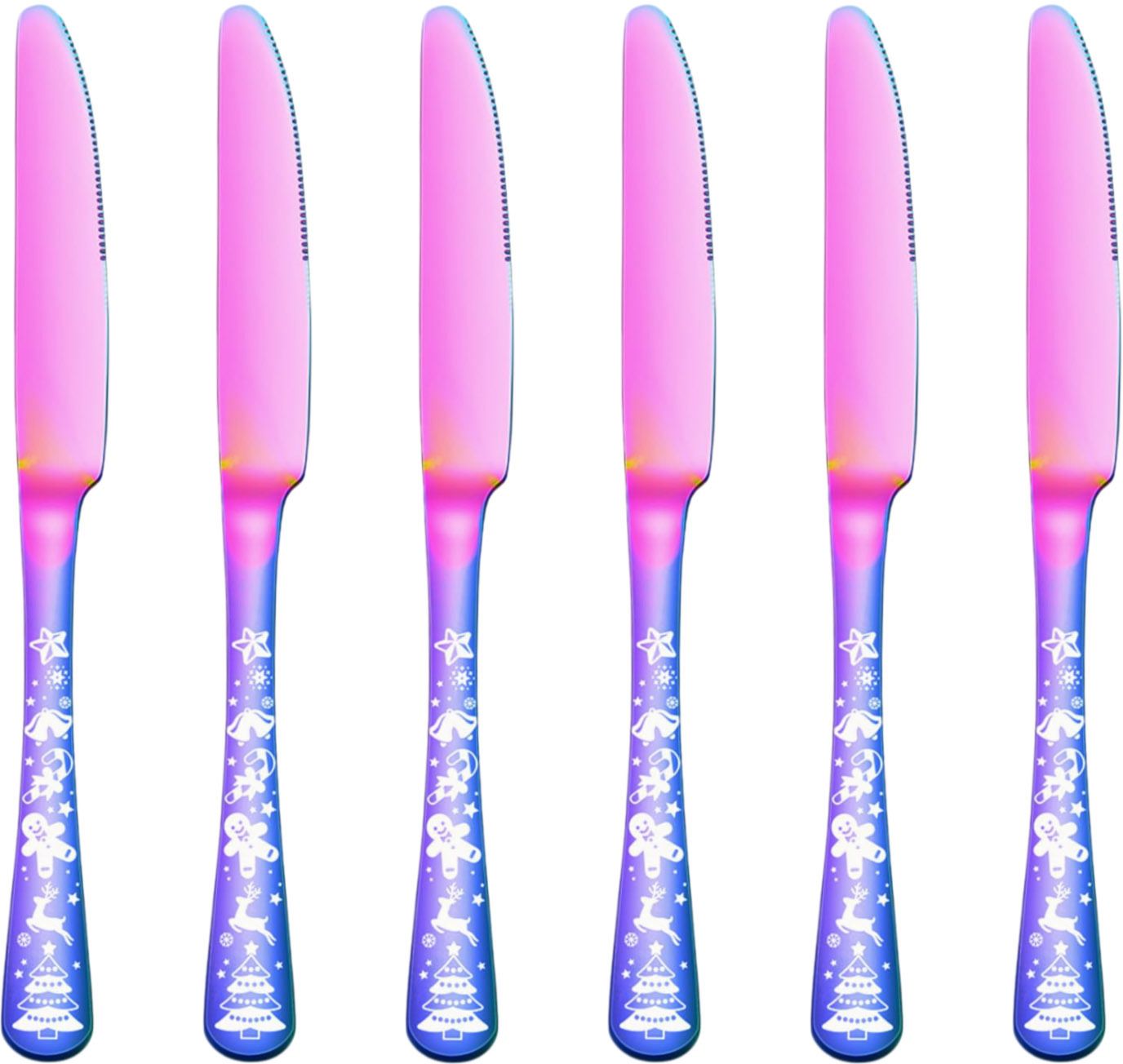 Rainbow Butter Spreader Knives for Kitchen, Heavy Duty Kitchen Cutlery Knives Stainless Steel Steak Knife Set-image-27