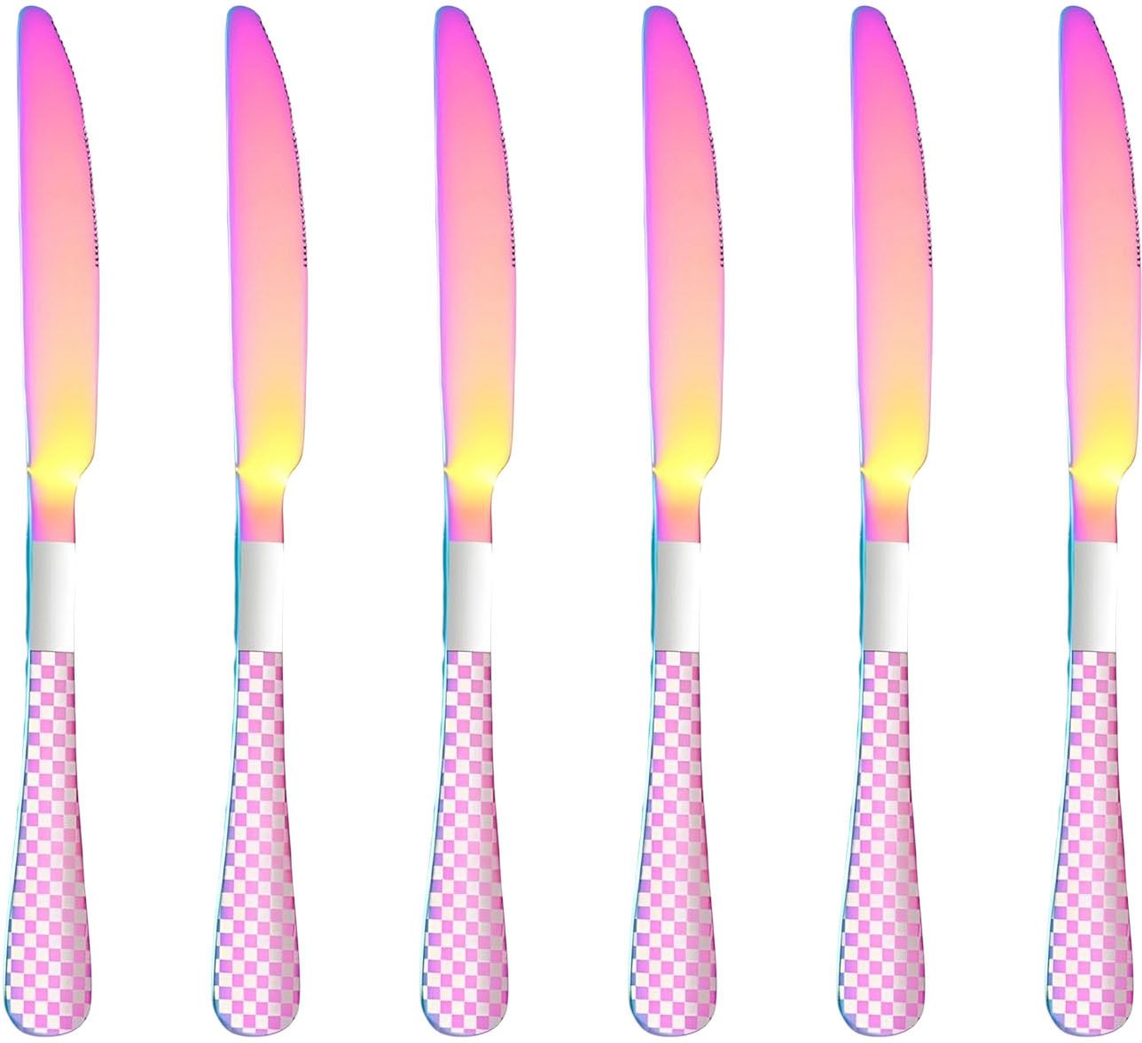oicia Rainbow Food Knives, Butter Spreader Knife, Dinner Knives, Jam Spreader Knives Stainless Steel Steak Knife Set-picture-16