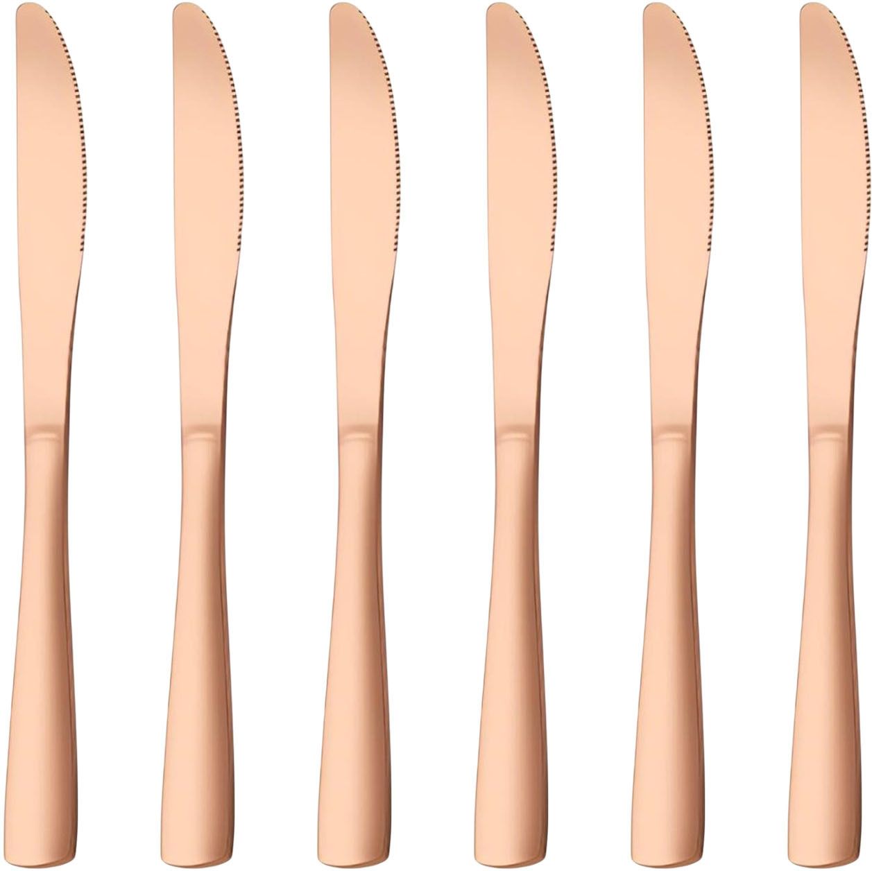 oicia Rose-Gold Dinner Knives Set, Shiny Mirror Butter Knife, Spreader Table Knives Stainless Steel Steak Knife Set-picture-13