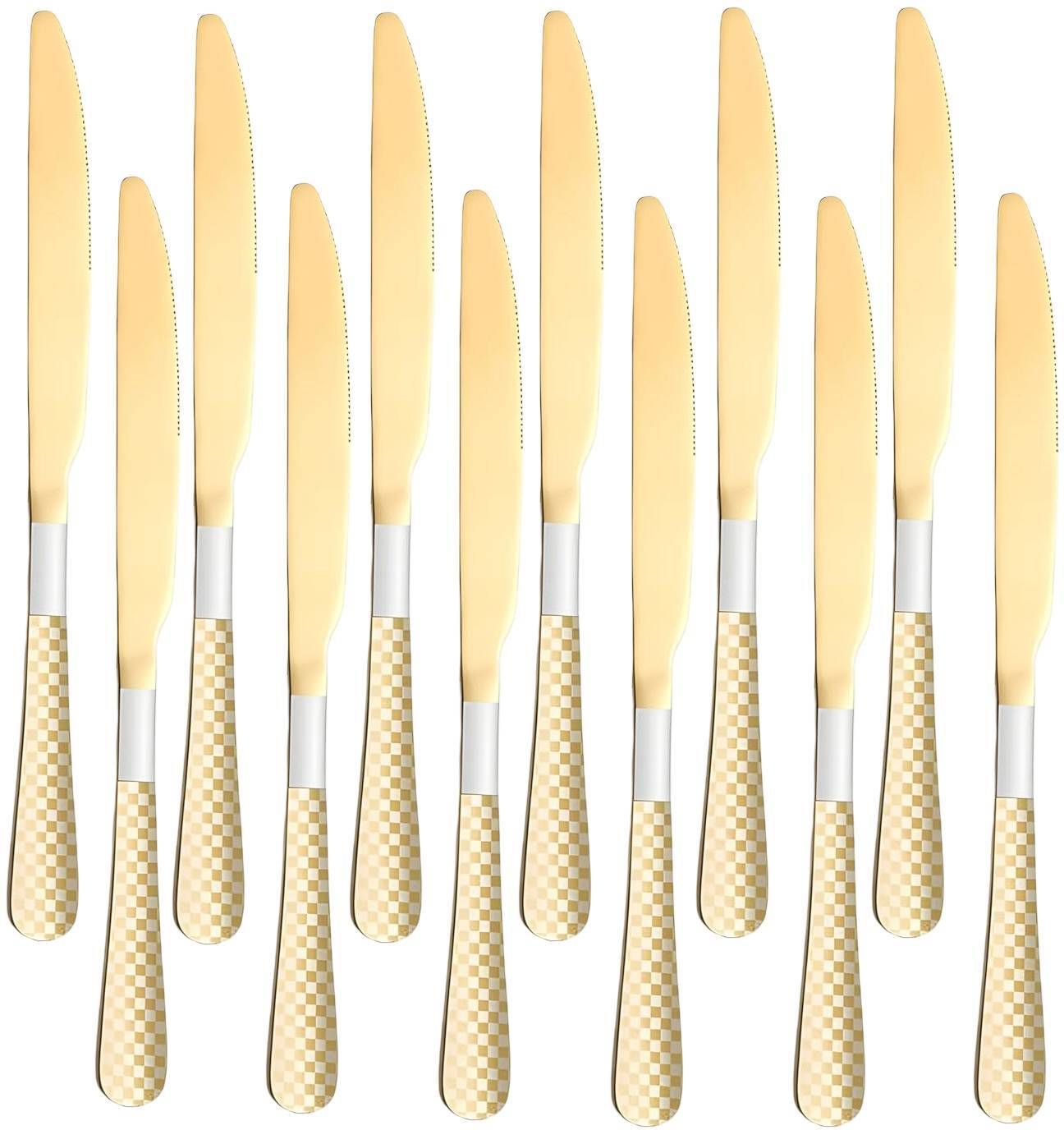 oicia Gold Dining Table Knife, Butter Knife for Kitchen, Dinner Knives, Table Knives Stainless Steel Steak Knife Set-picture-43