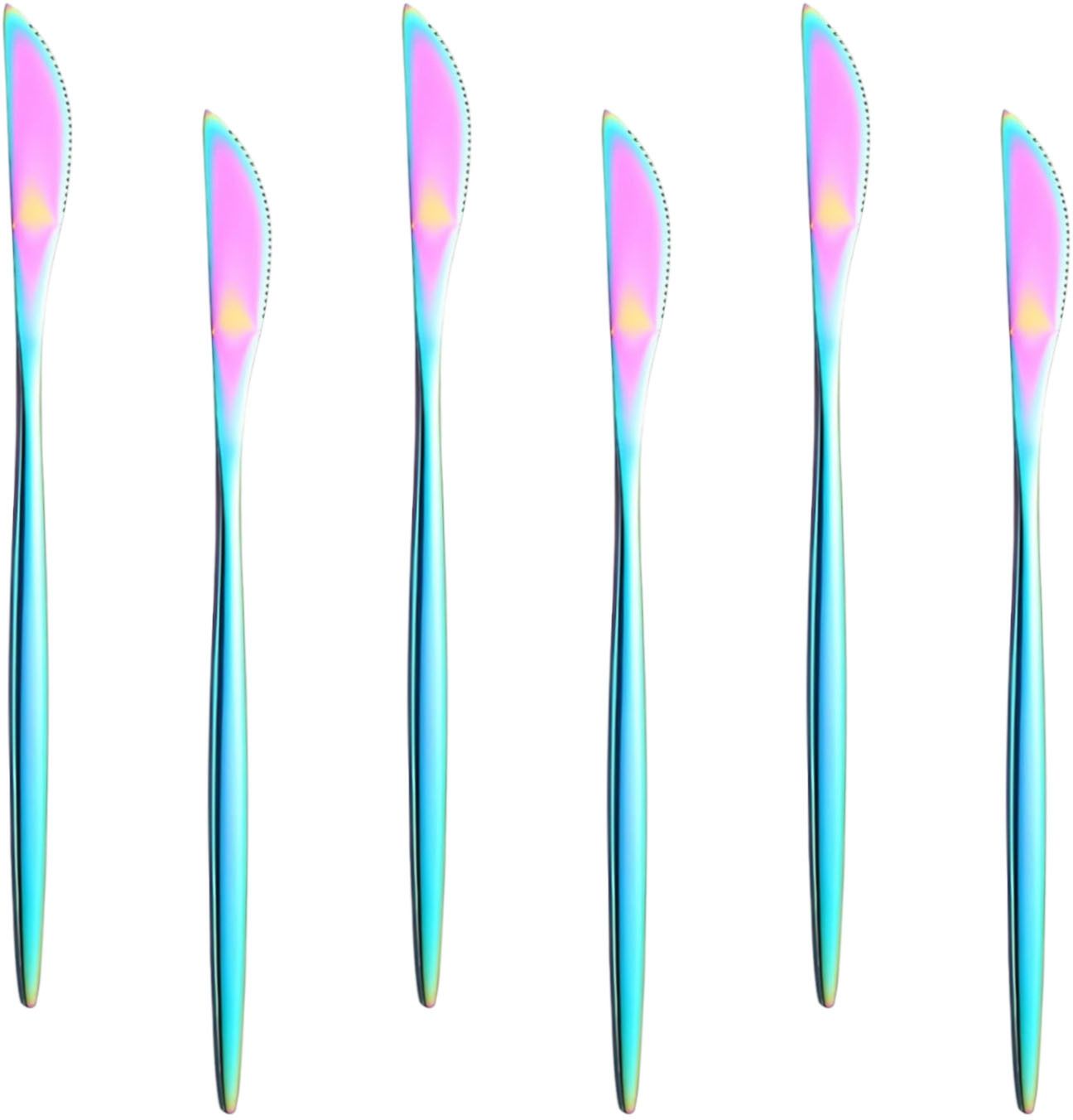 Rainbow Dinner Knives, 9.1 Inch Butter Spreader Knife, Table Knives fine dining Stainless Steel Steak Knife Set-image-33