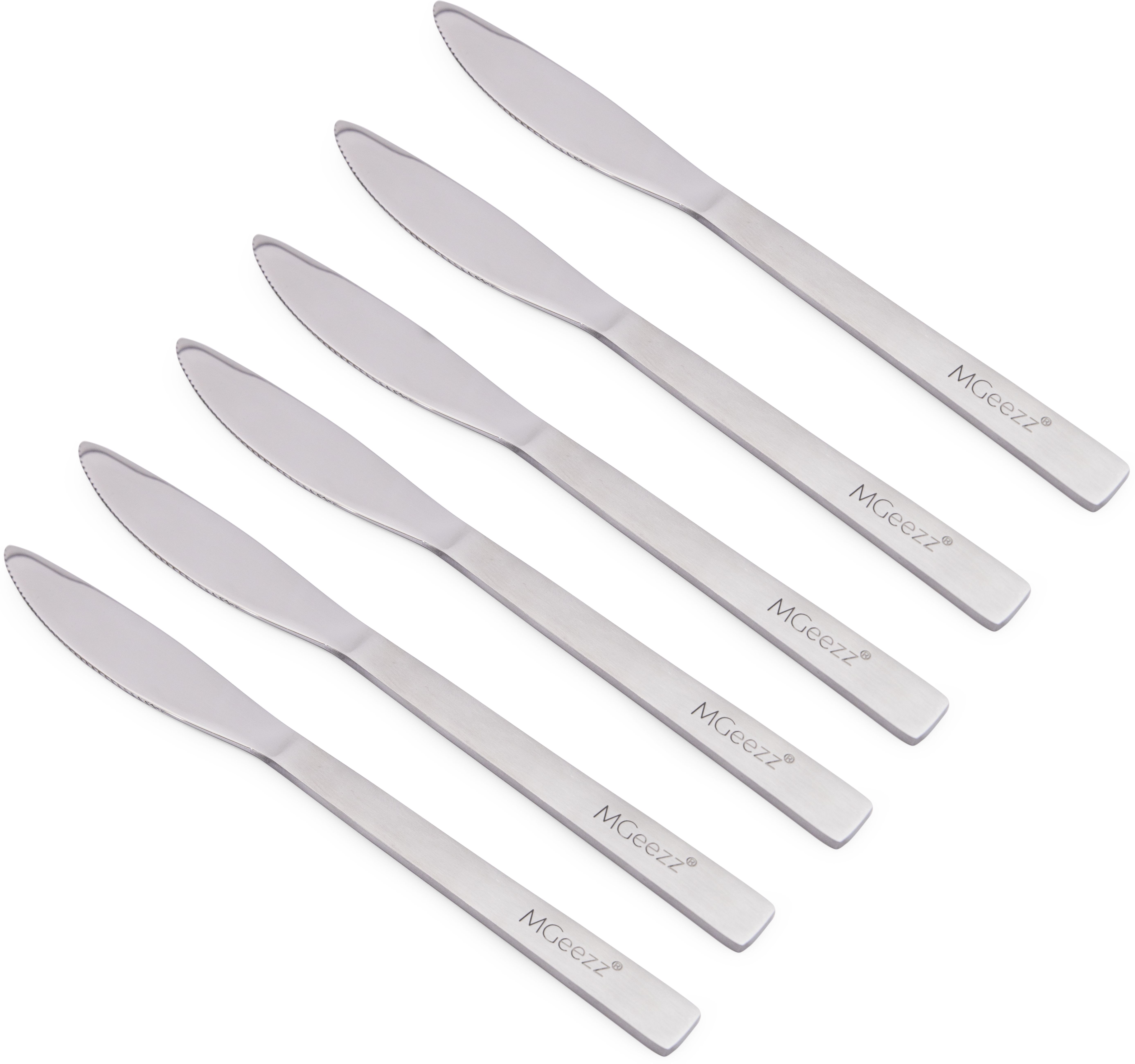mgeezz Stainless Steel Kitchen Butter Spreader Knife Set 6 Piece Set Round Edge Knives Stainless Steel Fruit Knife, Fish Knife, Butter Spreader, Bread Knife, Table Knife, Dessert Knife Set-picture-35
