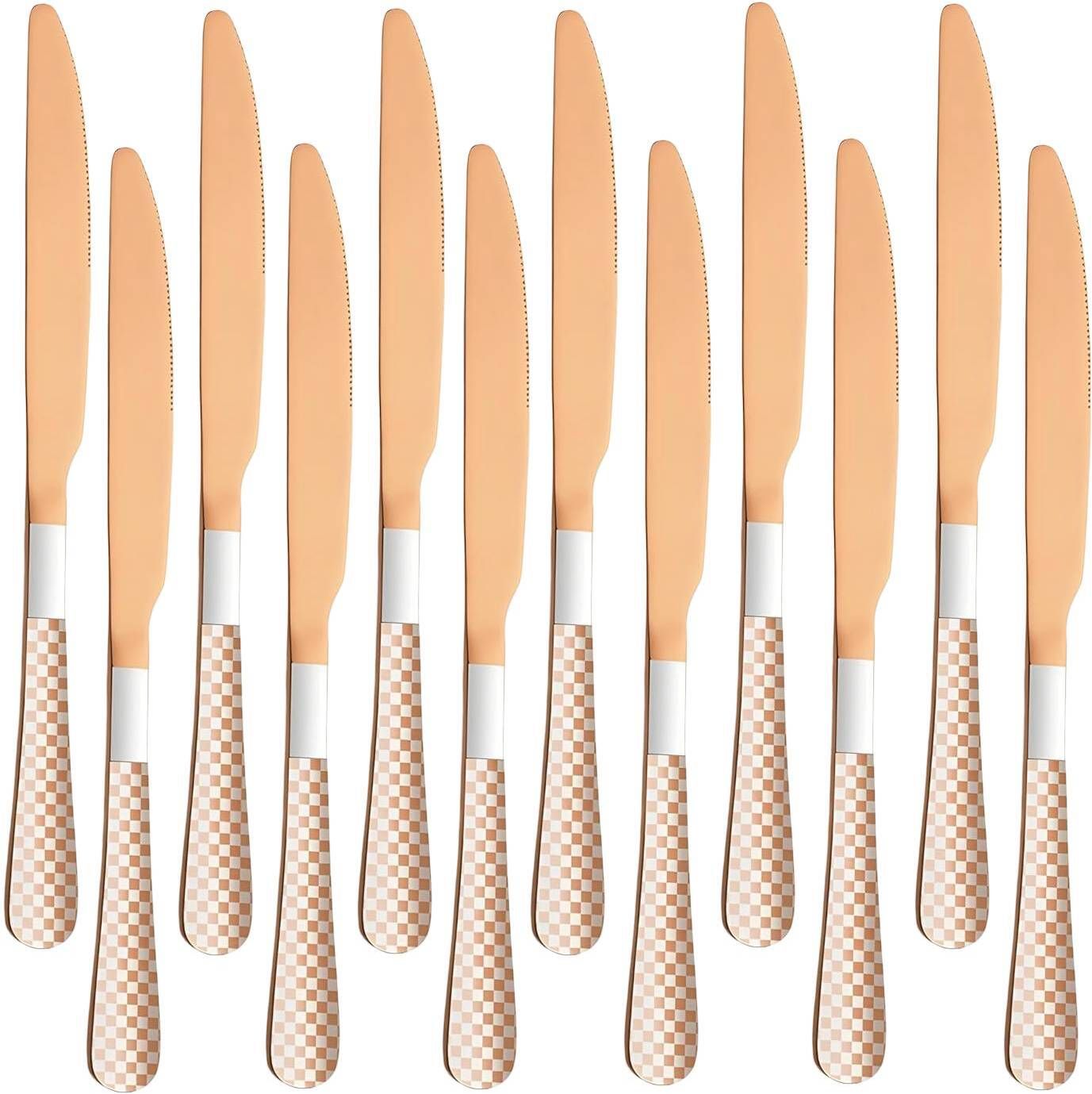 oicia Rose-Gold Dinner Knives Set, Butter Spreader Knife, Food Knives for Dining Table Stainless Steel Steak Knife Set-picture-36