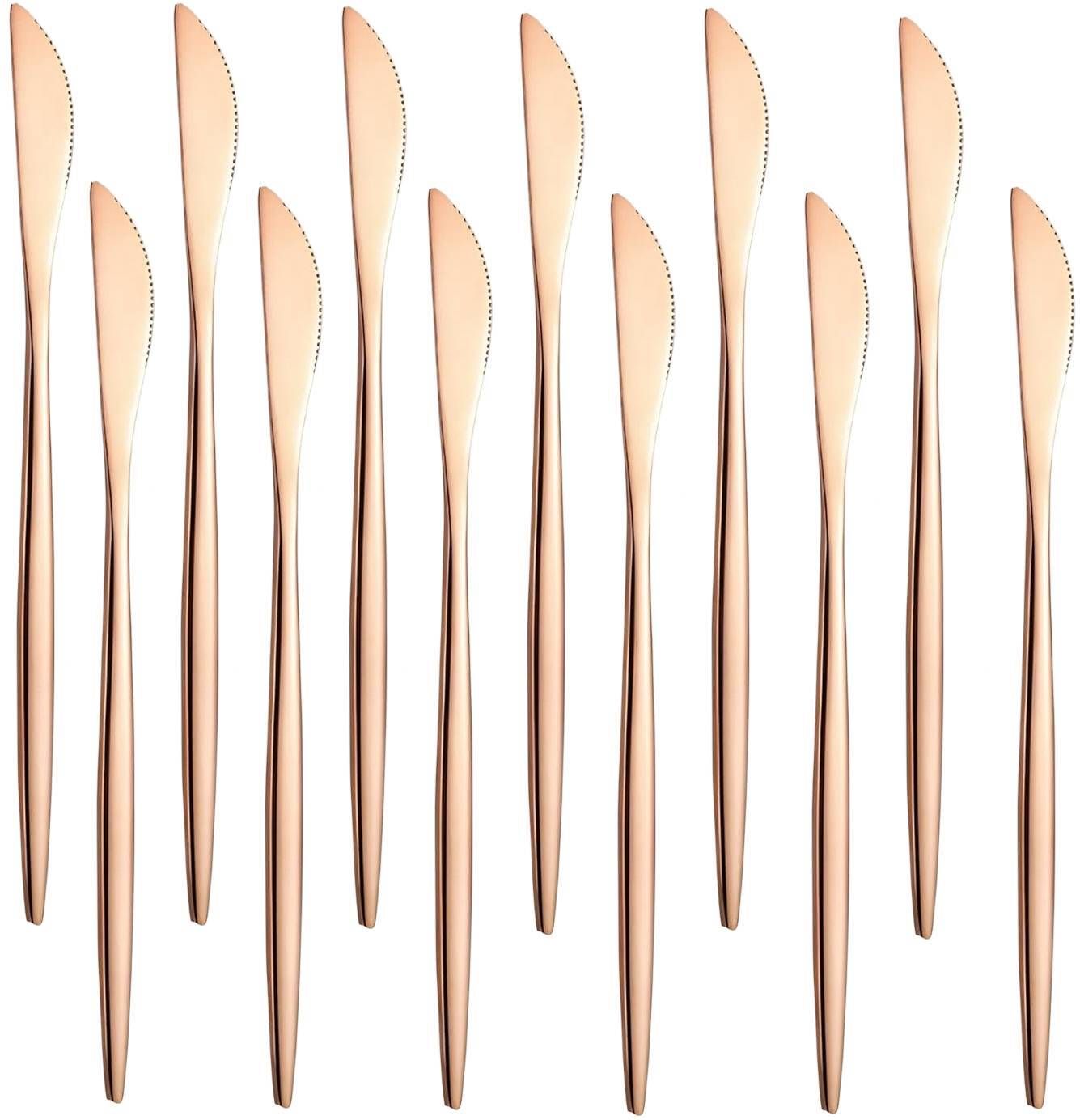 Rose-Gold Dinner Knife Set, Sturdy Table Knives, Butter Spreader Knife Kitchen Stainless Steel Steak Knife Set-image-45