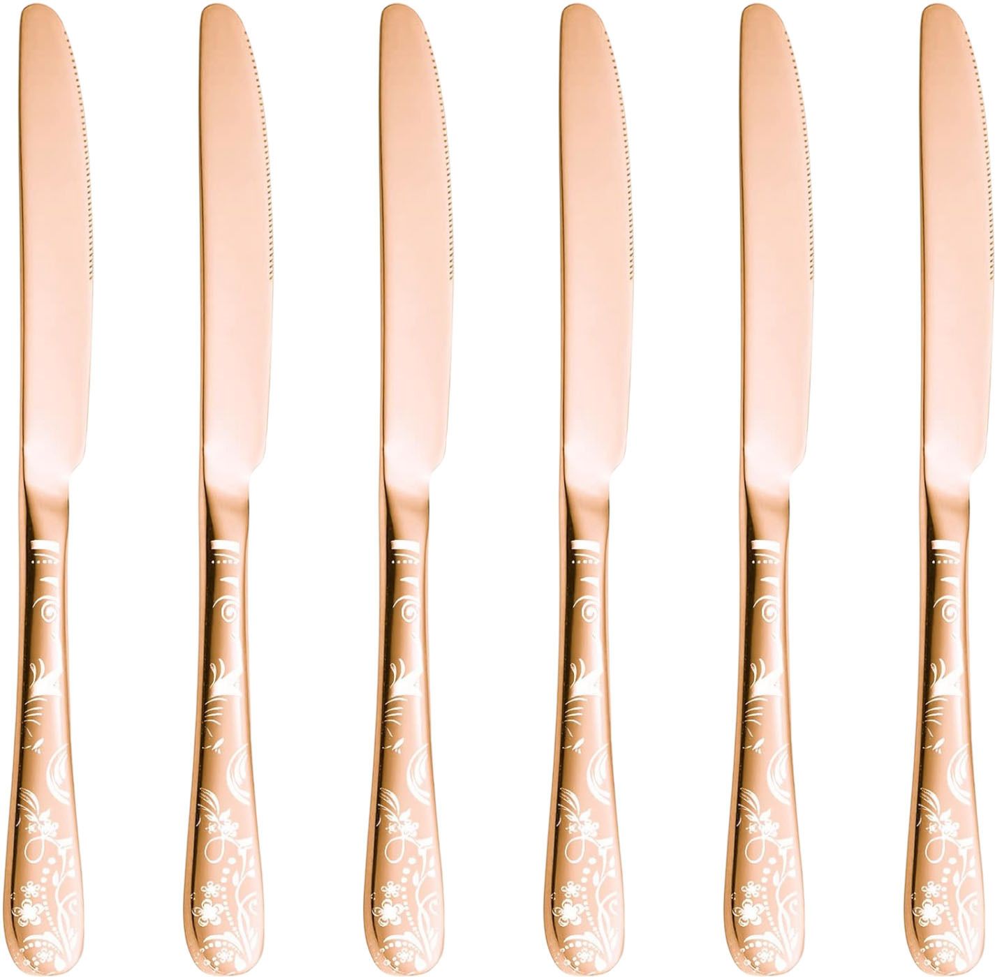 Rose-Gold Butter Spreader Knife, Dinner Knife, 9-In Table Knives, Food Knives Stainless Steel Steak Knife Set-image-49