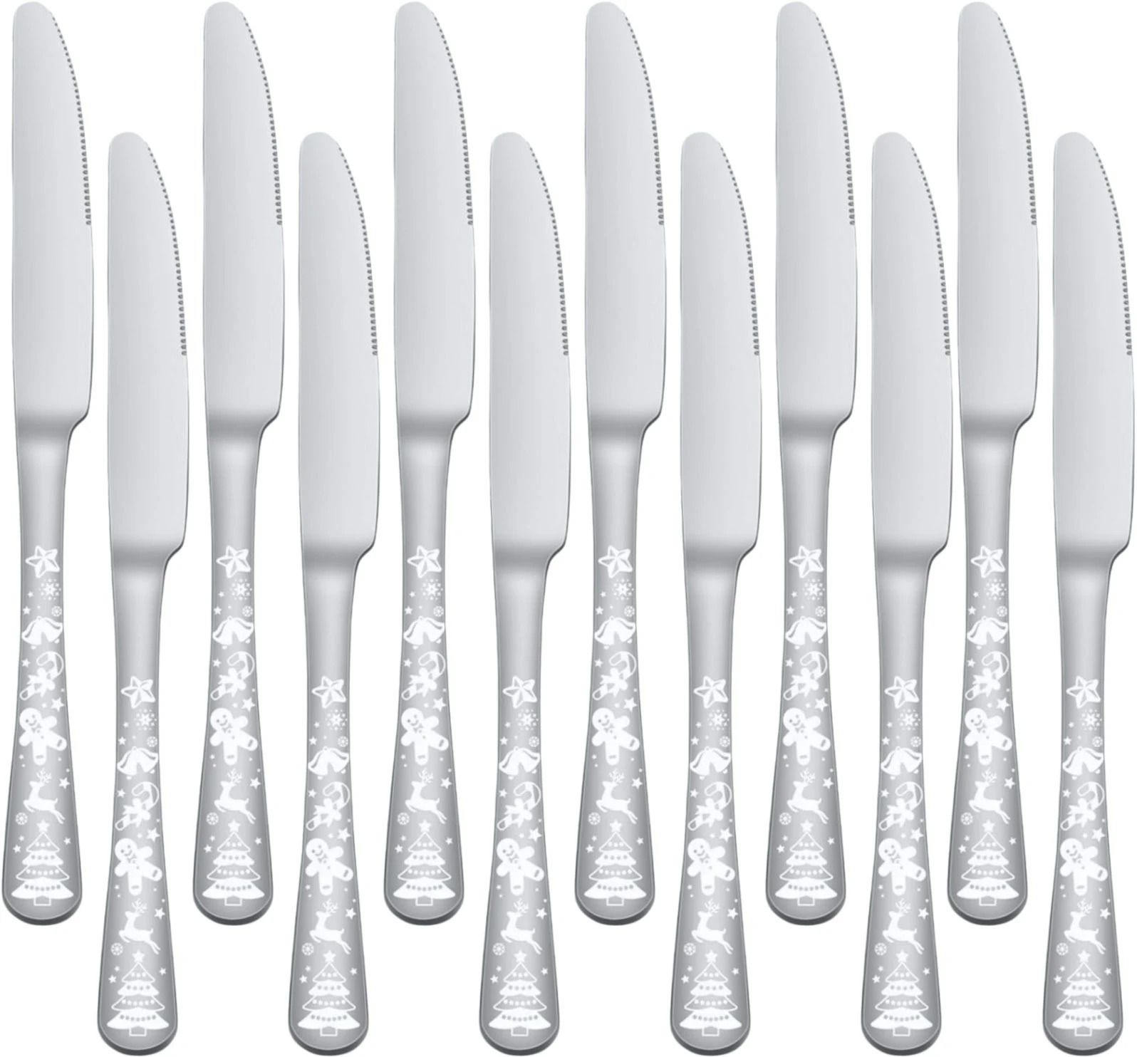Silver 9-Inch Sturdy Butter Knife, Elegant Cutlery Table Knives, Food Knives Stainless Steel Steak Knife Set-image-43