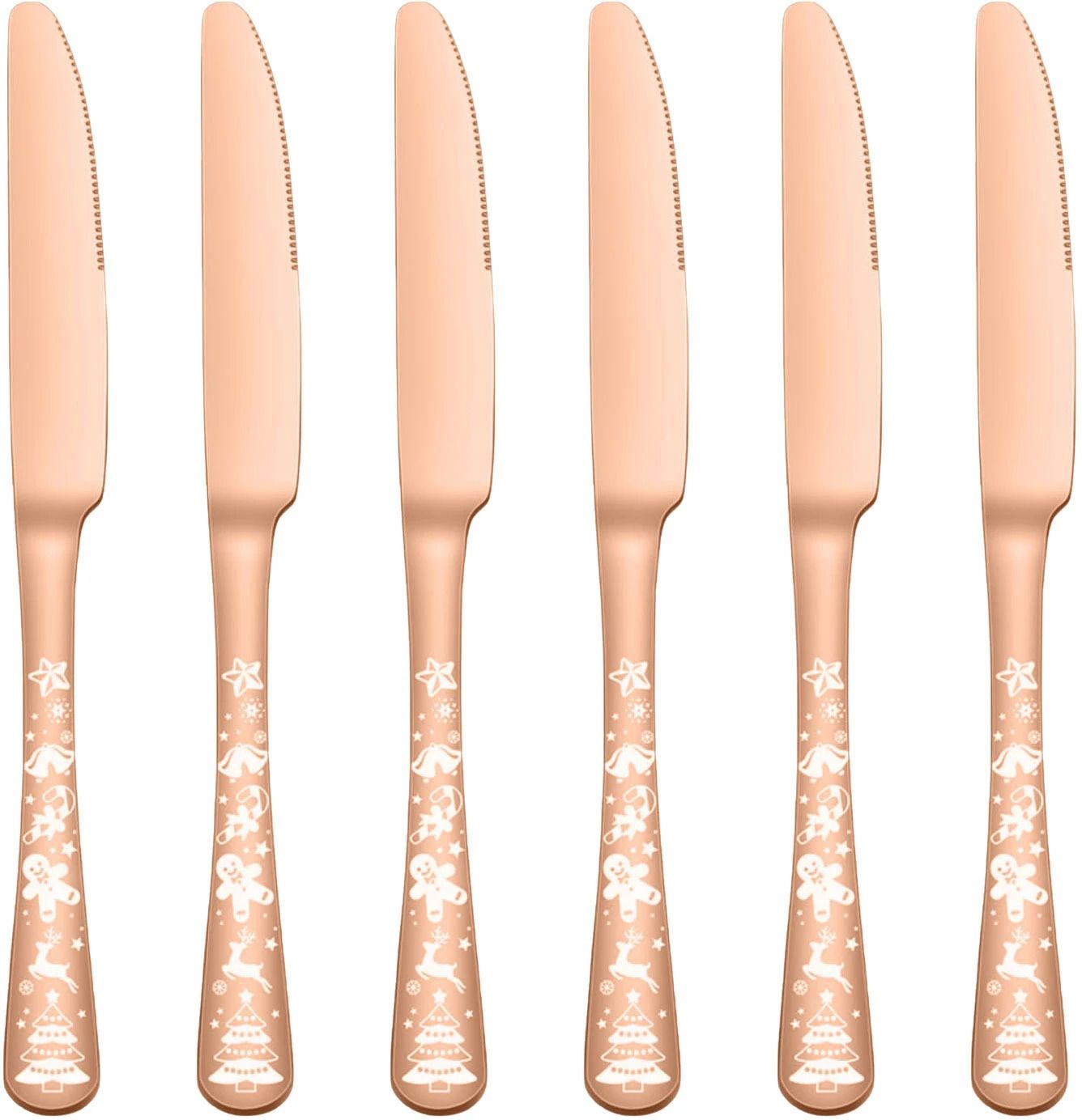 oicia Rose-Gold Sturdy Butter Spreader Knife, Cutlery Table Knives, Fine dining knives Stainless Steel Steak Knife Set-picture-29