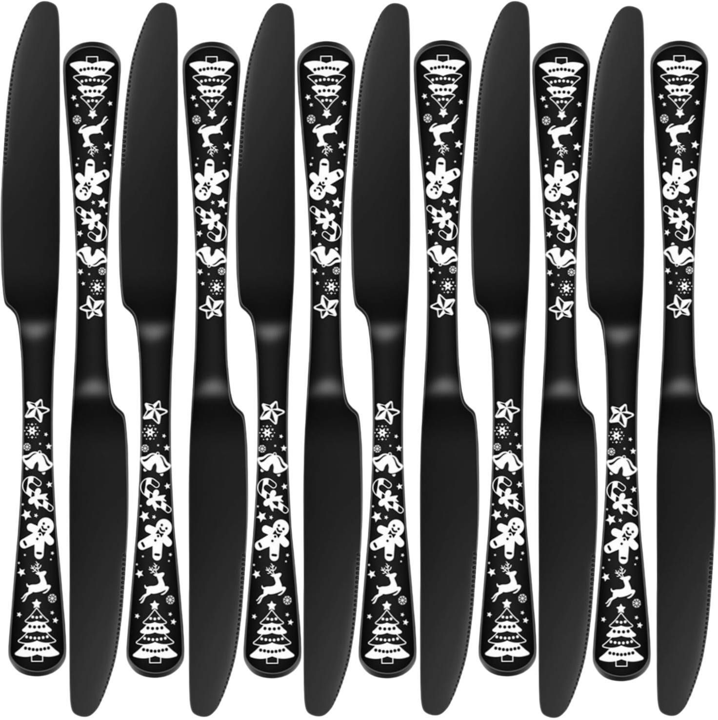 oicia Black 9" Sharp Butter Knives, Dinner Knives Set, Table Knife, Jam Spreader Knife Stainless Steel Steak Knife Set-picture-33