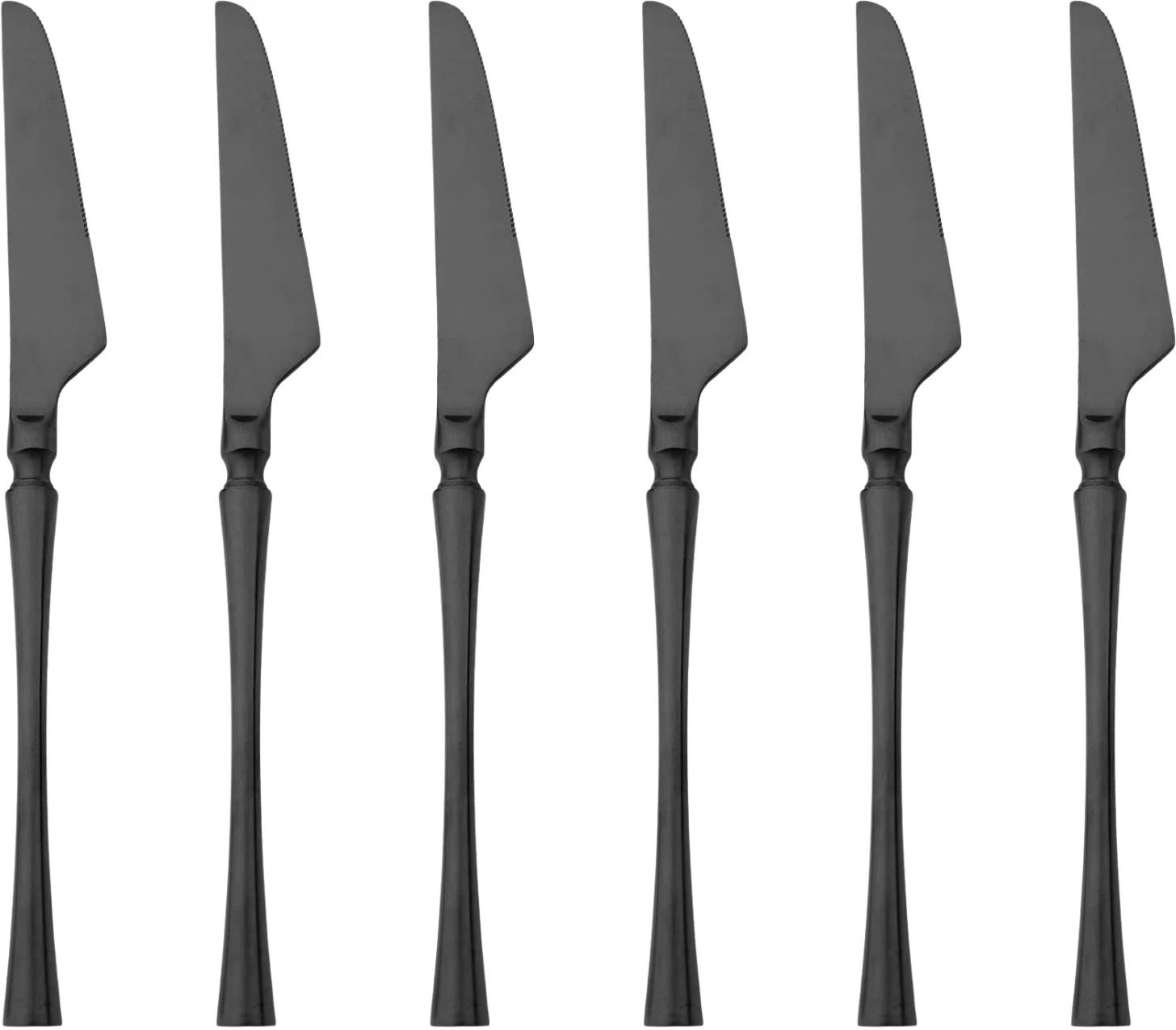 Black Dinner Knives Set, Butter Spreading Knives for Kitchen, Serrated Knives Stainless Steel Steak Knife Set-image-6