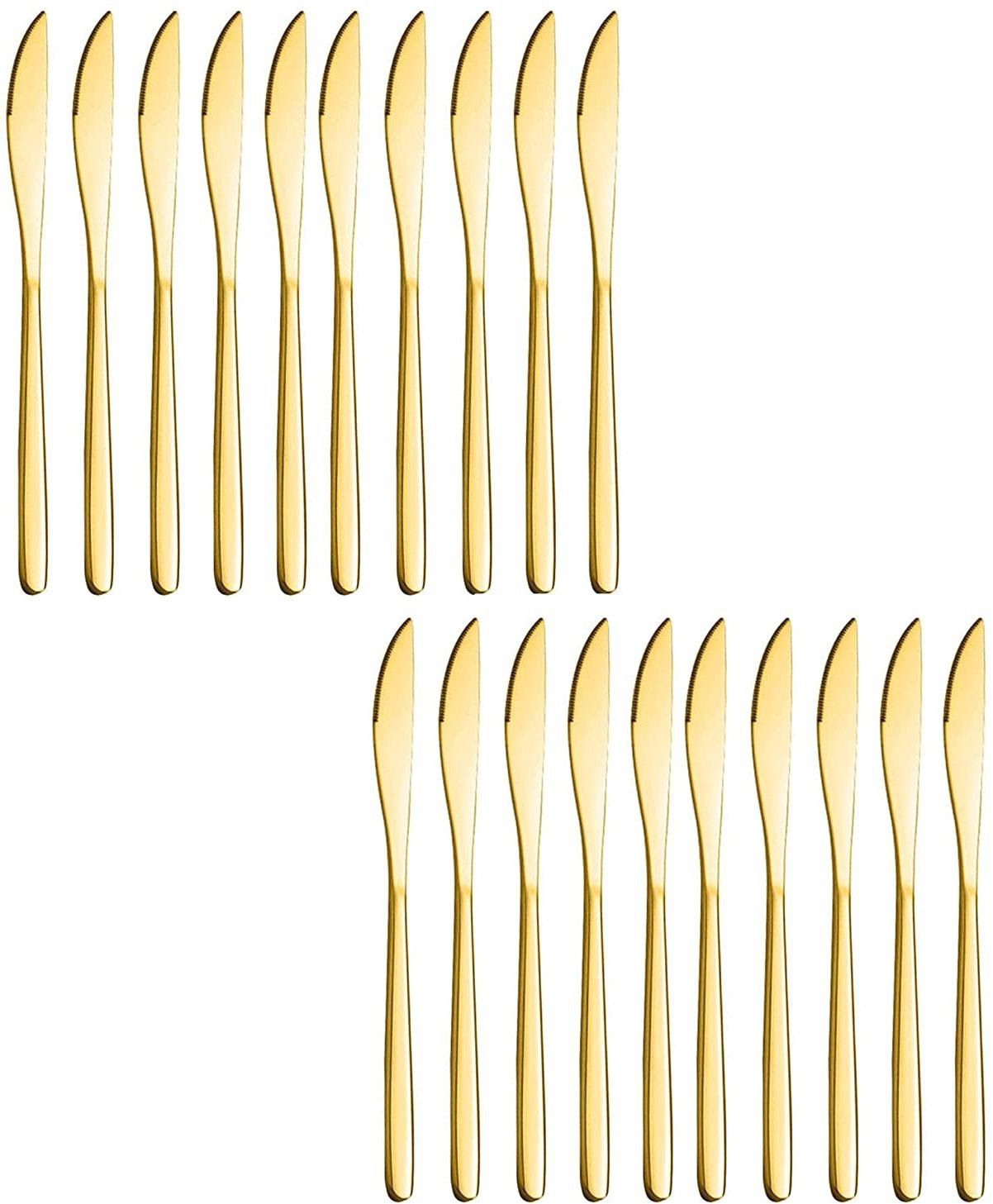 Stainless Steel Modern Design butter knives(Gold,Set of 20) Stainless Steel Butter Spreader Set-image-12