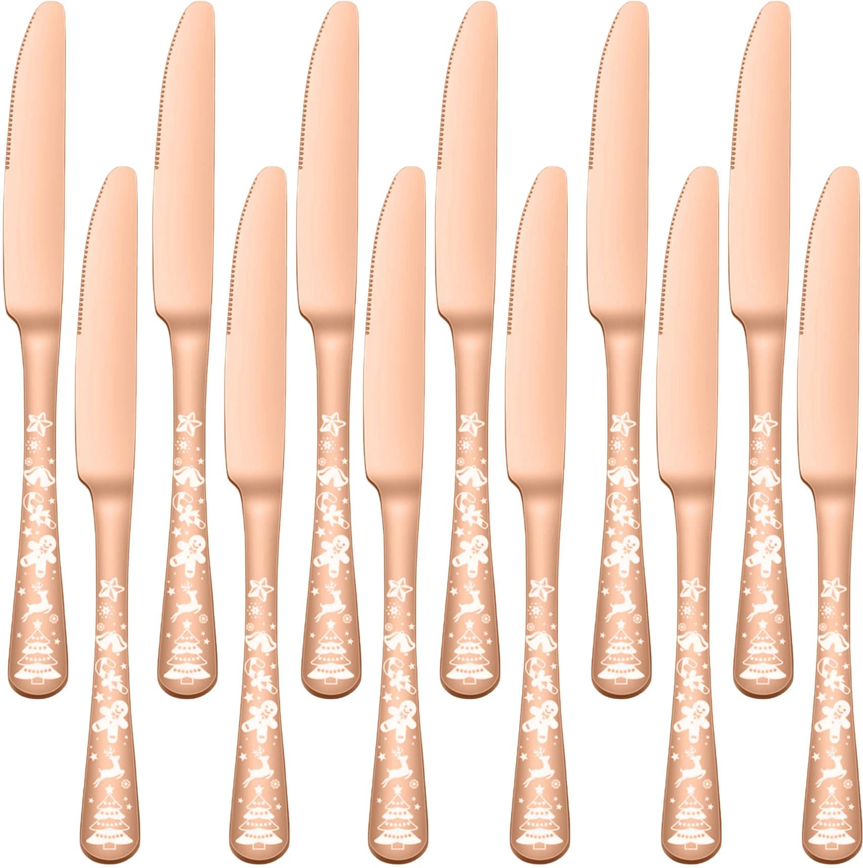Rose-Gold Flatware Butter Knives, Dinner Knife, 9-Inch Table Knives, Food Knife Stainless Steel Steak Knife Set-image-15