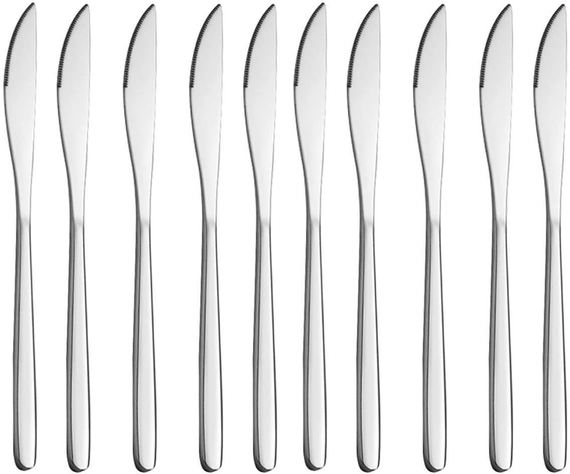 Stainless Steel Matt Silver Dinner Knife, Dishwasher Safe(Silver,Set of 10) Stainless Steel Butter Spreader Set