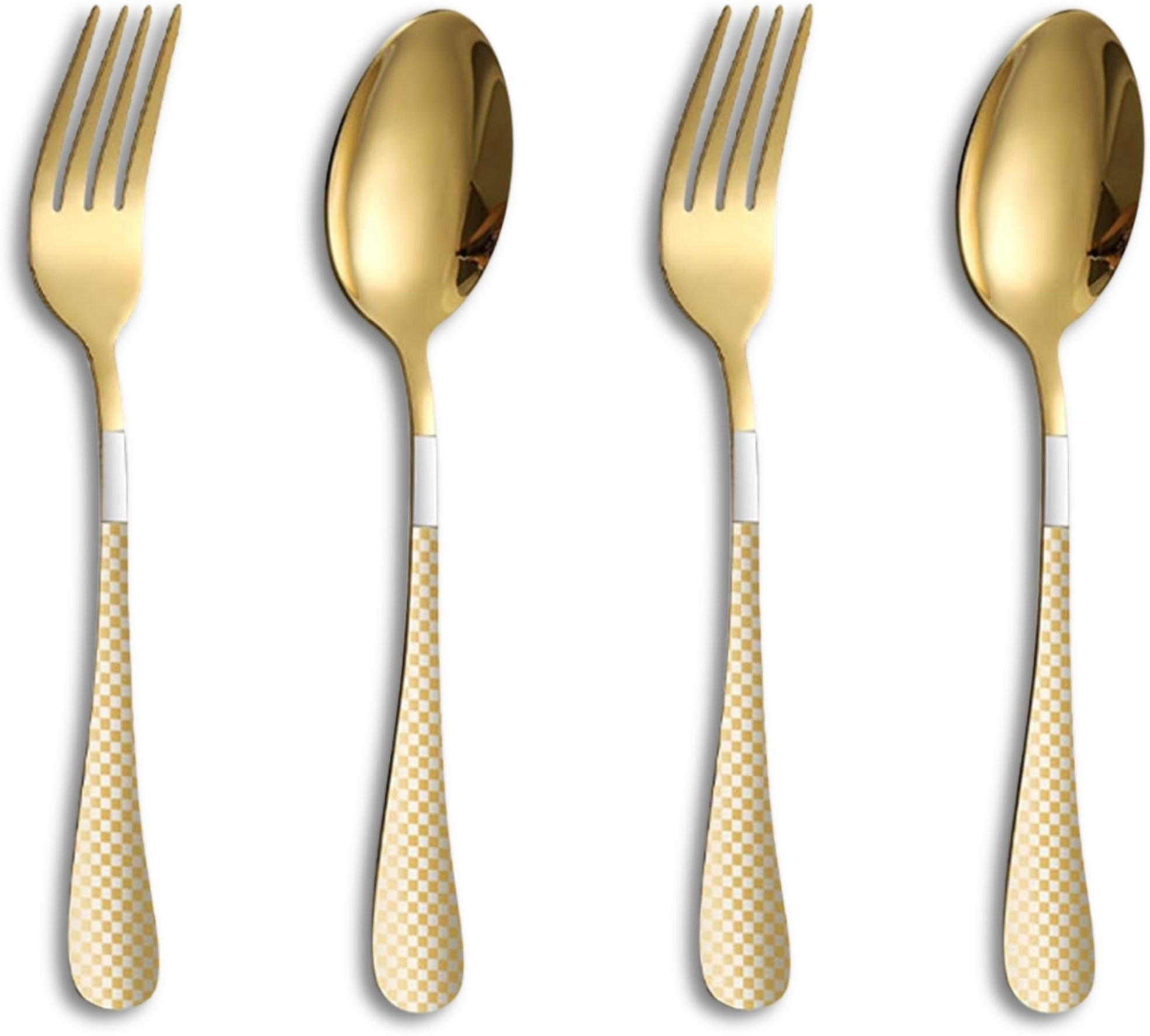 Silverware Table Spoons & Forks Set | 4-Pcs Flatware For Home | Aurum Gold Stainless Steel Cutlery Set-image-24