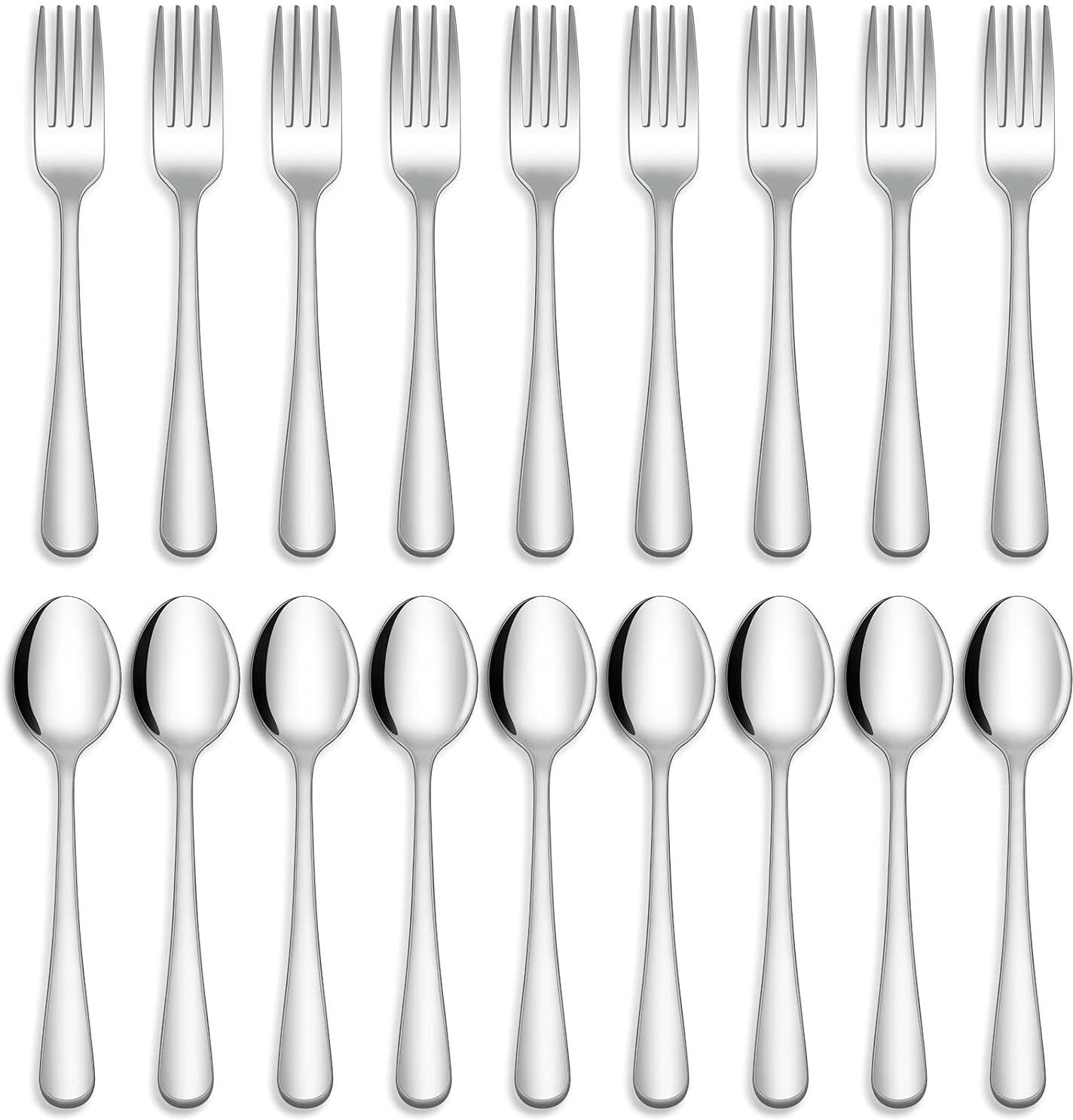 Table 9 Spoon Set of 9 Fork, Silver, 16 cm Disposable Stainless Steel Cutlery Set