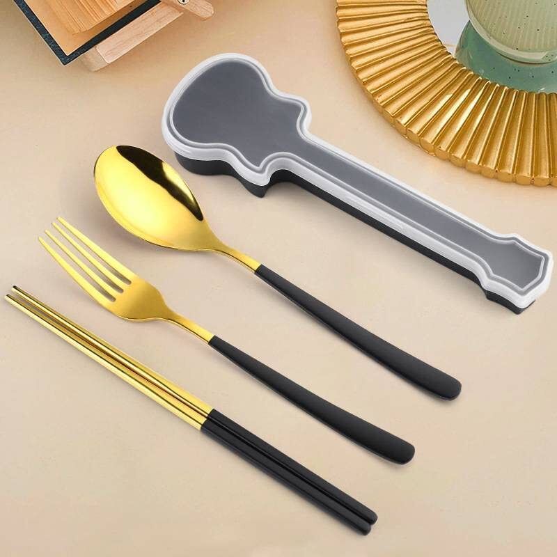 cherrybox Spoon Fork & Chopstick Set in Guitar Shape Box Dinnerware Cutlery Tableware Set Stainless Steel Cutlery Set-picture-19