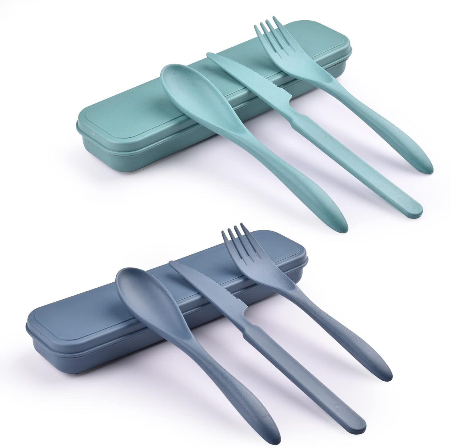 Portable Spoon Fork Knife Set with Storage Case Plastic Cutlery Set-image-4