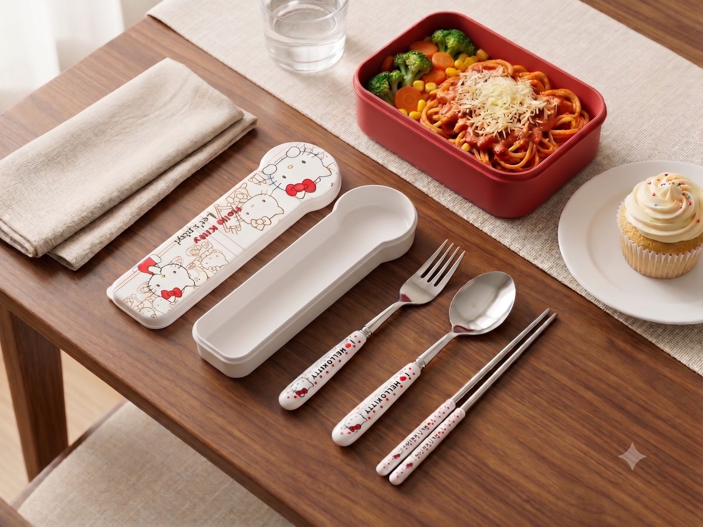 TOPEASE™ KIDS HELLO KITTY CUTLERY SET Stainless Steel, Plastic Cutlery Set-image-12