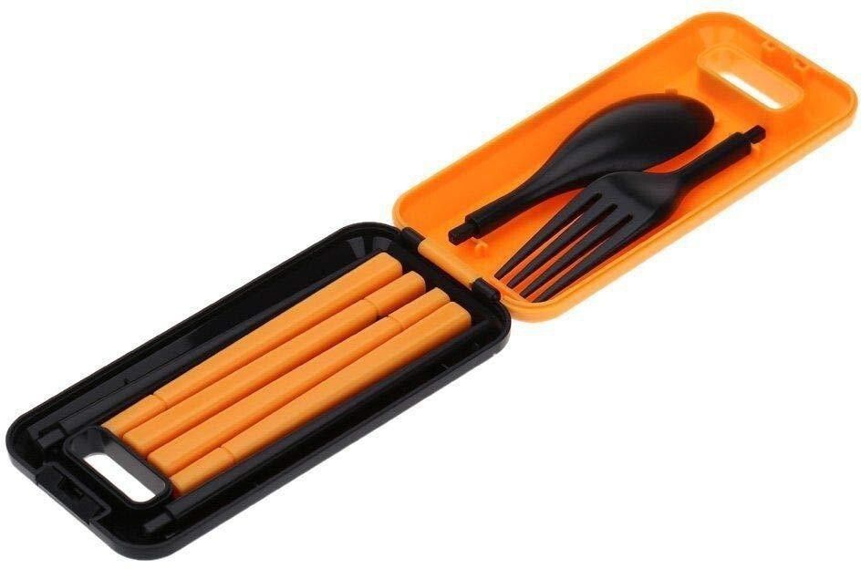 syga Travel Portable Cutlery Spoon Portable Camping Box Picnic Chopstick Set_Orange Silicone Cutlery Set-picture-26