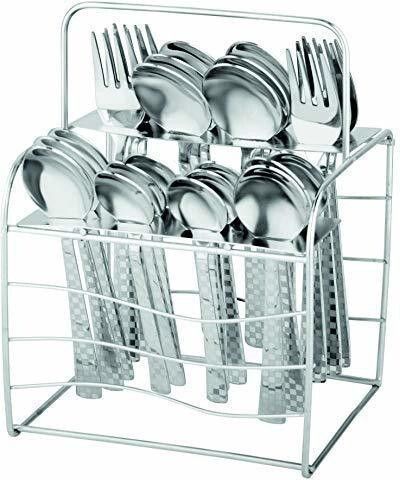 Decora 25 pc Cutlery set for dining table, spoons set combo with stand, Designer Stainless Steel Cutlery Set-image-17