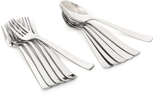Spoon & Fork for Tea,Coffee,Sugar, Spices - Set of 12 (6 Spoons, 6 Forks) Stainless Steel Cutlery Set-image-25