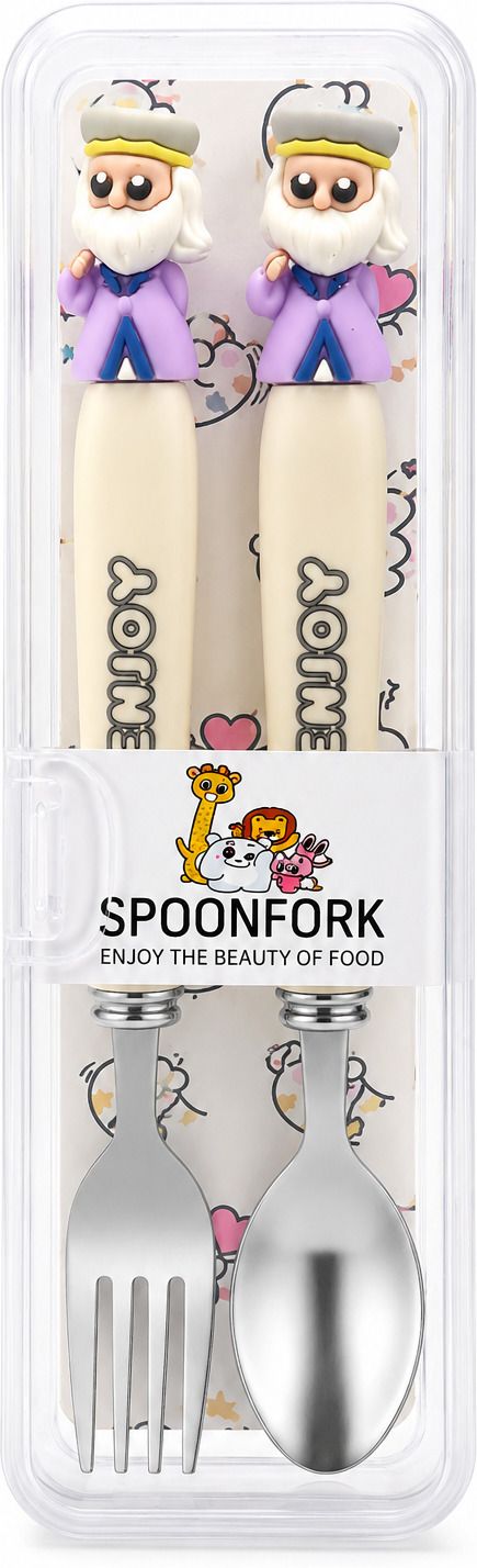trendhop Kids Spoon Fork Set with Cute Chef Character Stainless Steel Feeding Cutlery Stainless Steel Cutlery Set-picture-16