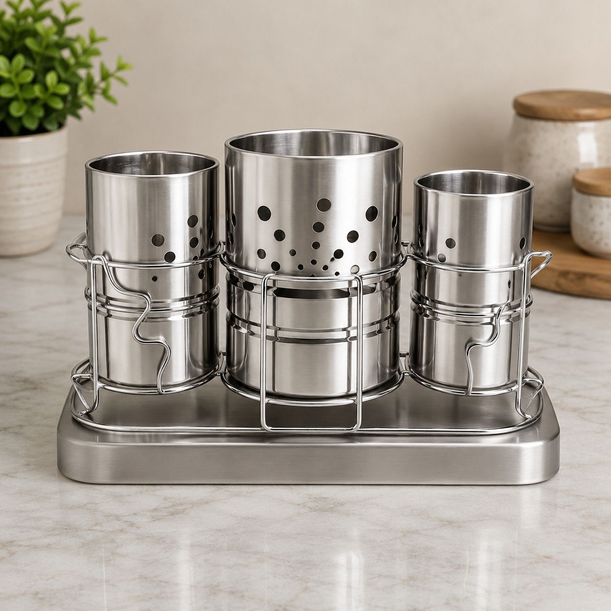 3 COMPARTMENT CUTLERY HOLDER Stainless Steel Cutlery Set-image-37