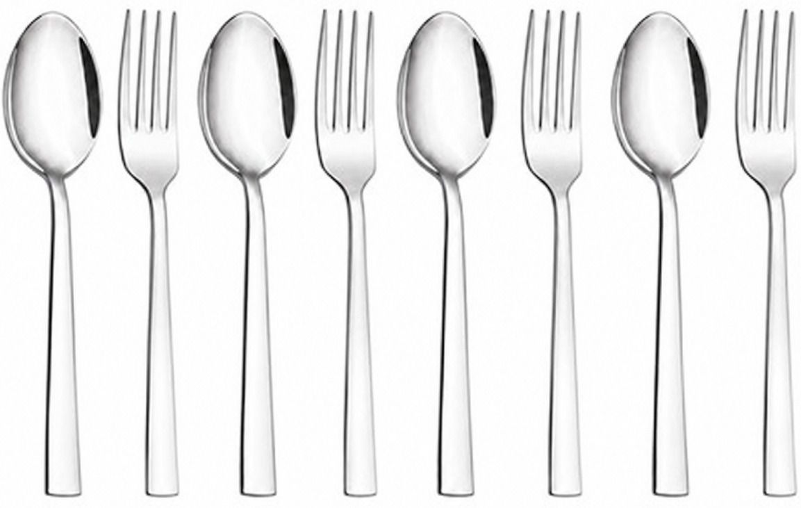 Stainless Steel Spoon & Fork Combo Set (8 pieces) 17cm Long Steel Stainless Steel Cutlery Set-image-5