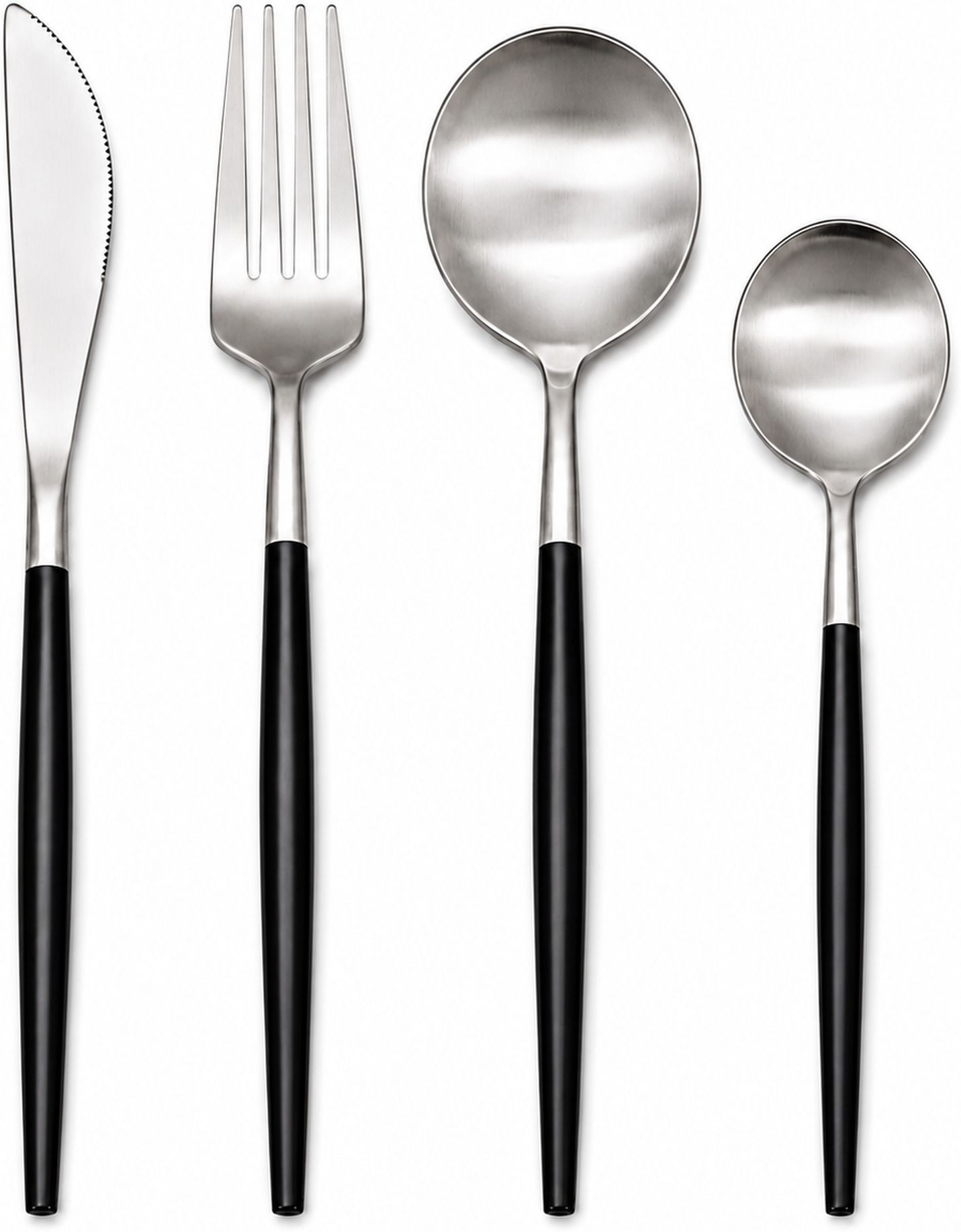 4-Piece Stainless Steel Cutlery Set | Black Handle with Silver Finish Stainless Steel Cutlery Set-image-43