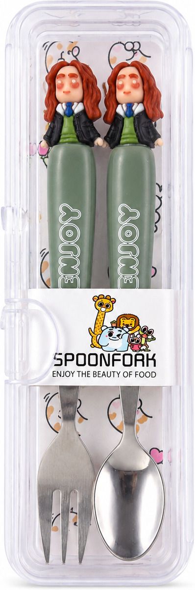 Kids Spoon Fork Set with Cute Girl Character Handle Stainless Steel Cutlery Stainless Steel Cutlery Set-image-21