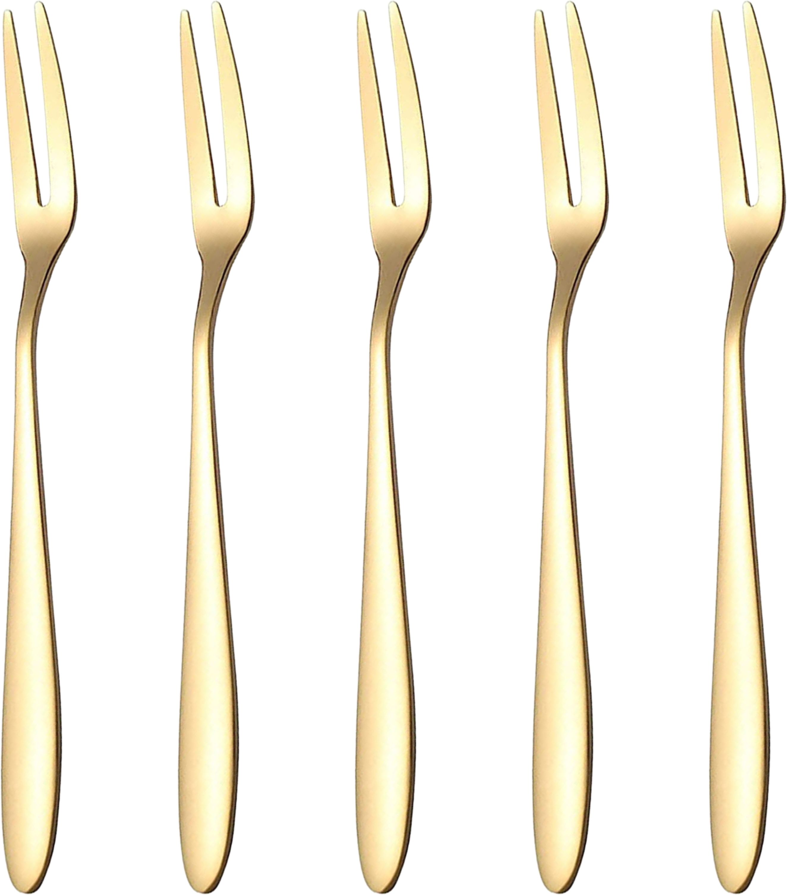 yelona 5 Pcs Luxury Golden Cutlery Set Dinner Table Fruit Fork|Home,Restaurant,Gifting Stainless Steel Fruit Fork, Dessert Fork Set-picture-17