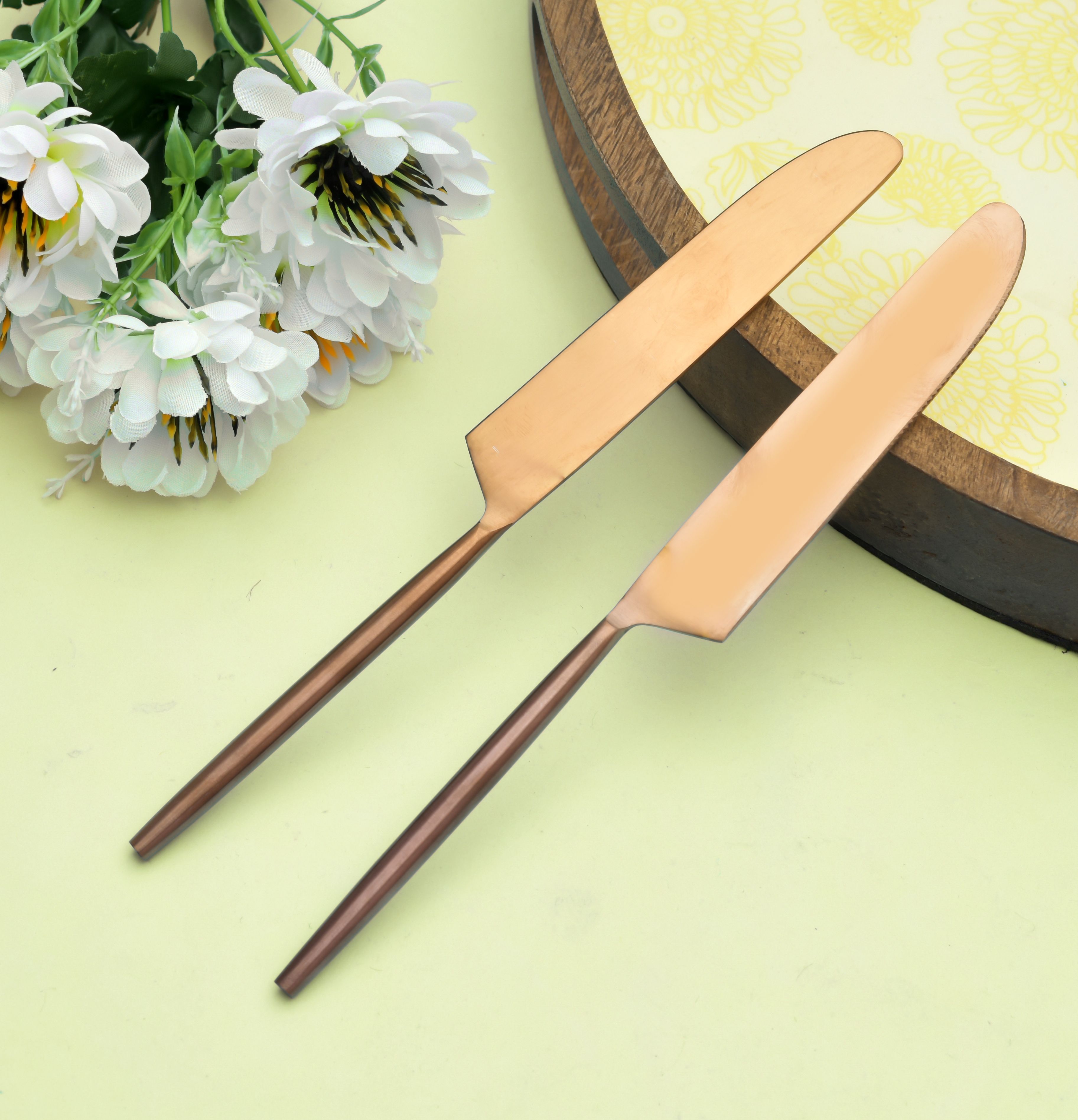 oggn Butter Knives Set of 2, Dinner Knife with Round Handle, Butter & Jam Spreader Iron Table Knife Set-picture-24
